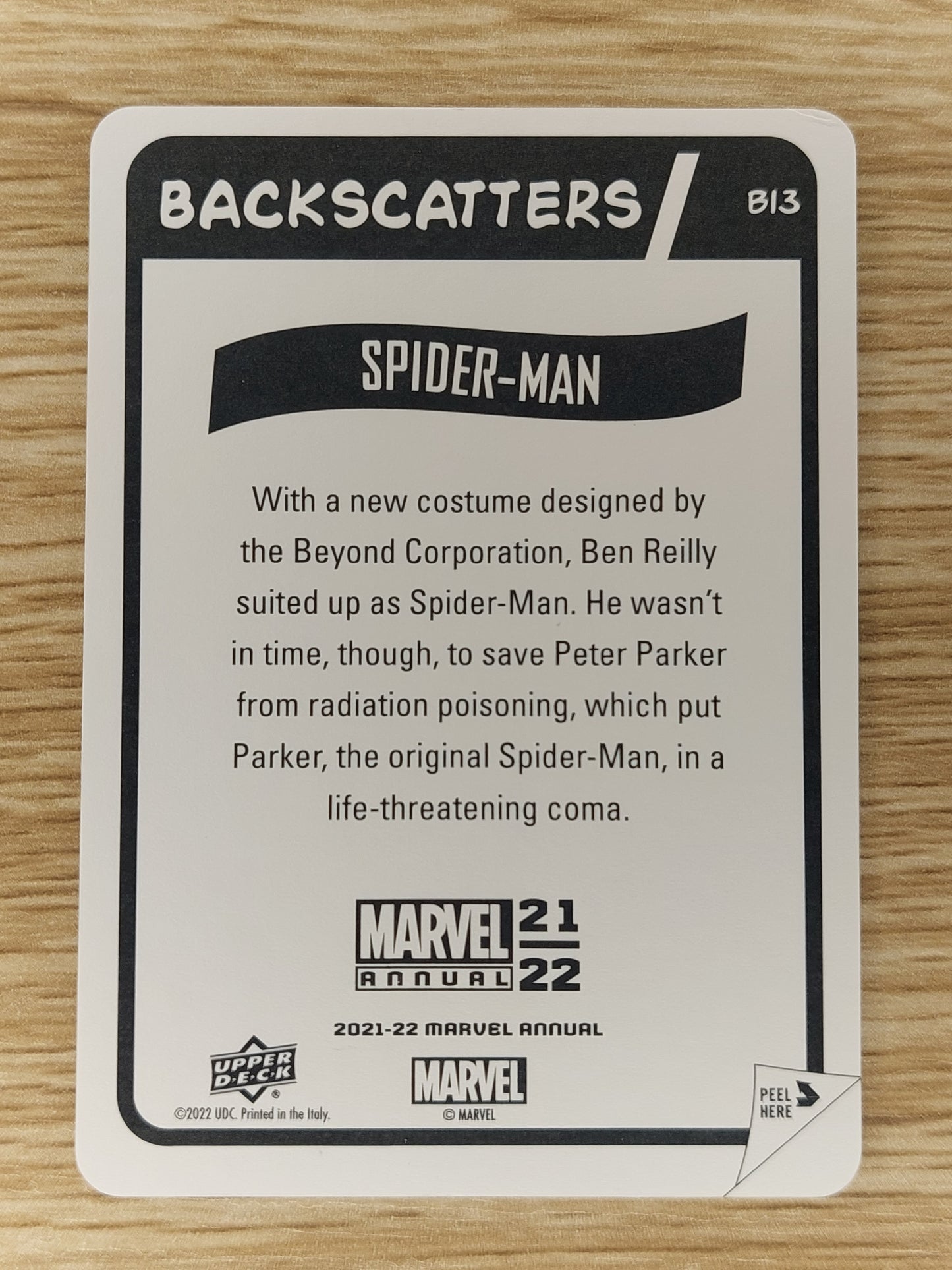 Upper deck Marvel Annual 2021-22 B13 BackScatters Spider-Man Sticker