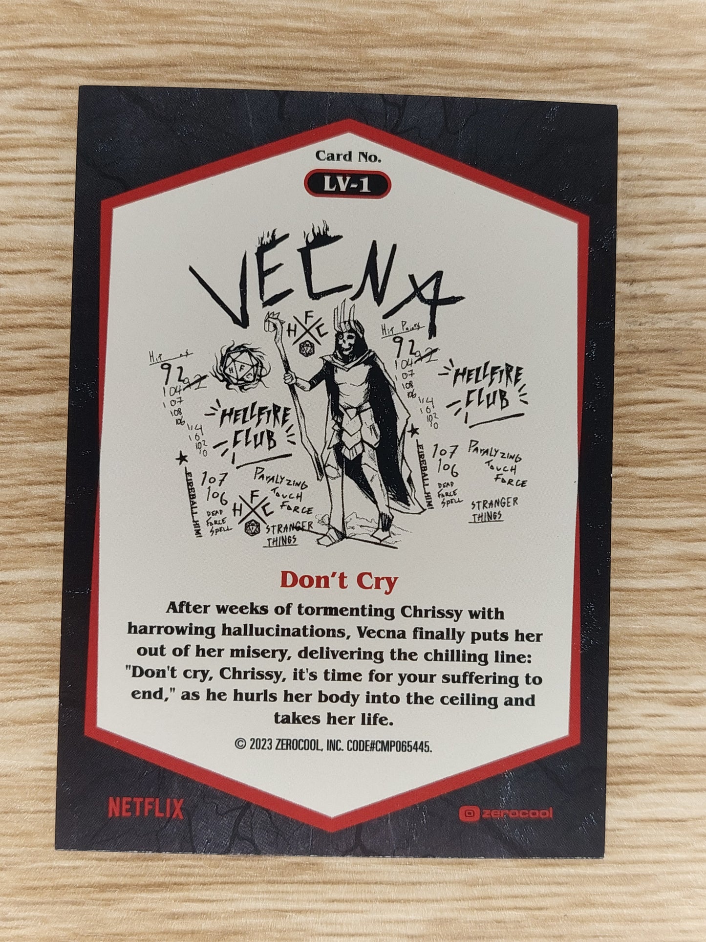 2023 Topps NETFLIX Zerocool Stranger Things Series 4 LV-1 Hail Lord Vecna Chrome insert