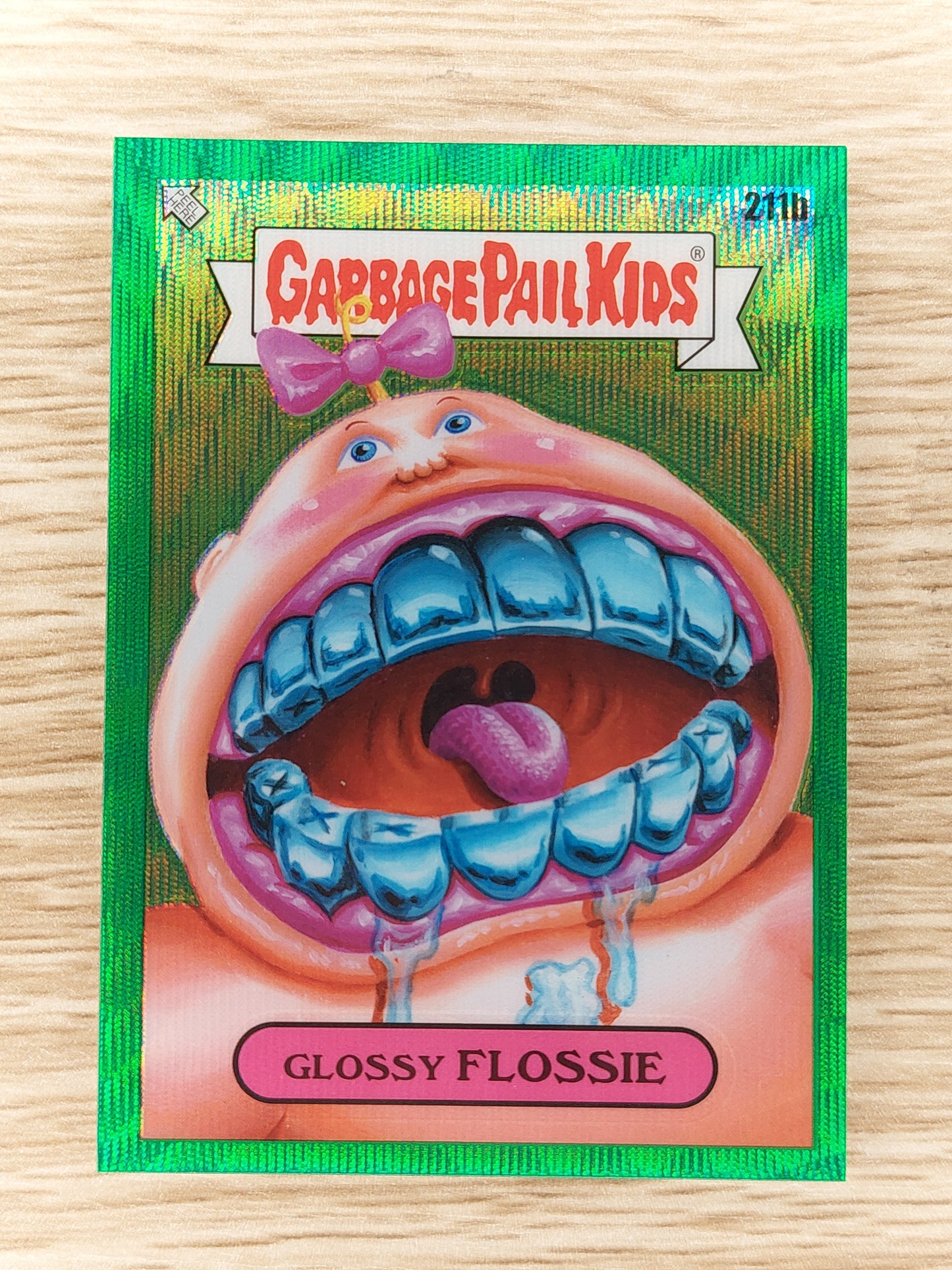 2022 Garbage Pail Kids Chrome Series 5 Green Wave Refractor Glossy Flossie  /299  211b