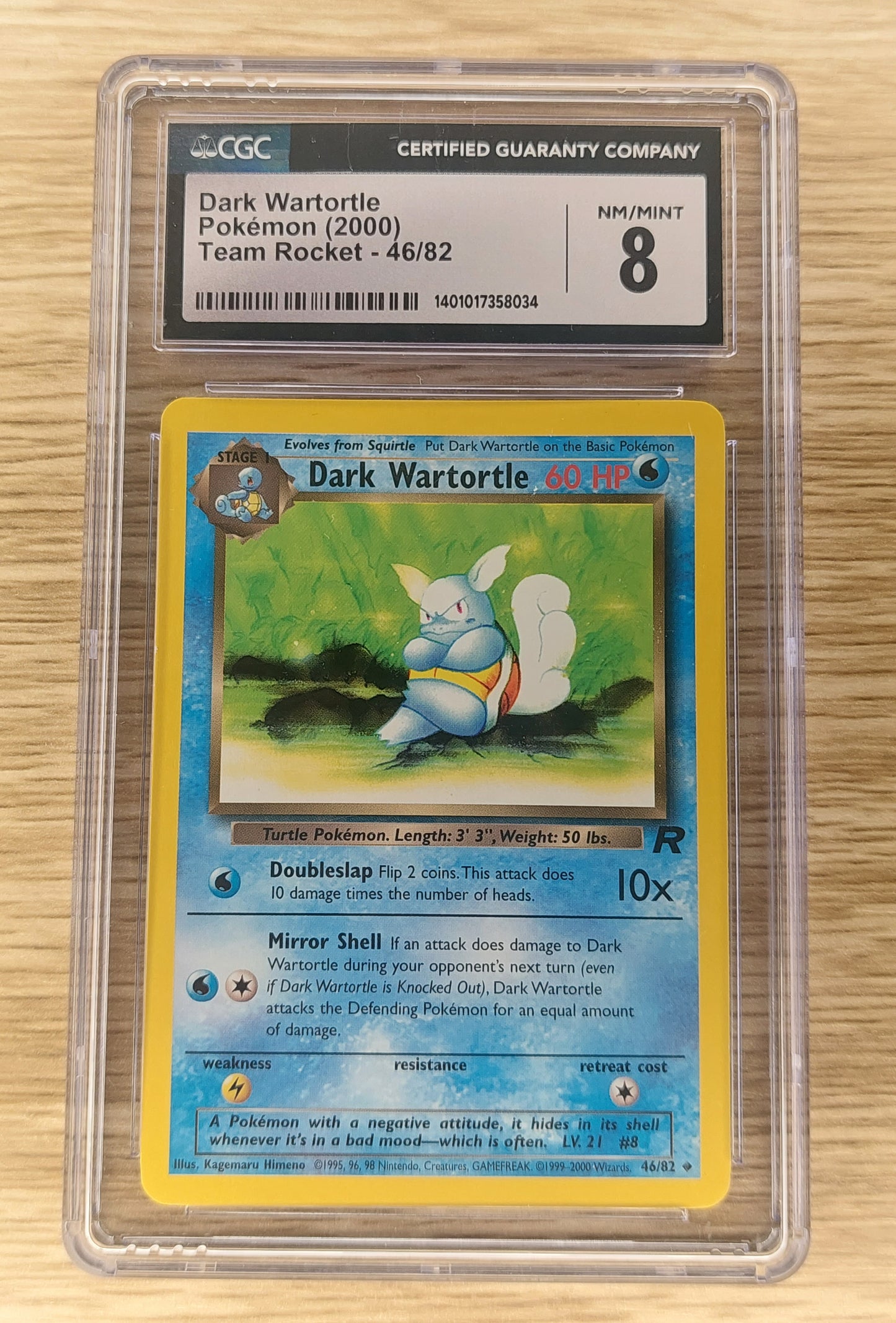 2000 Pokemon Team Rocket 46/82 Dark Wartortle Non Holo CGC 8