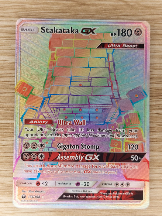 Pokemon TCG Stakataka GX Celestial Storm 176/168 Secret Rainbow Rare - NM