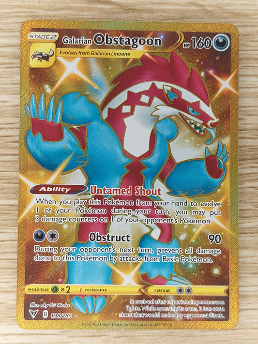 Pokemon Vivid Voltage Galarian Obstagoon Secret Gold 198/185  Near Mint