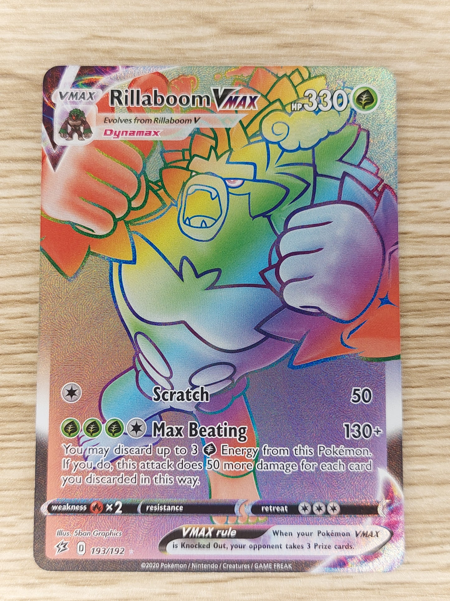 Rillaboom VMAX - 193/192 - Pokemon Rebel Clash Sword Shield Secret Rare Card NM