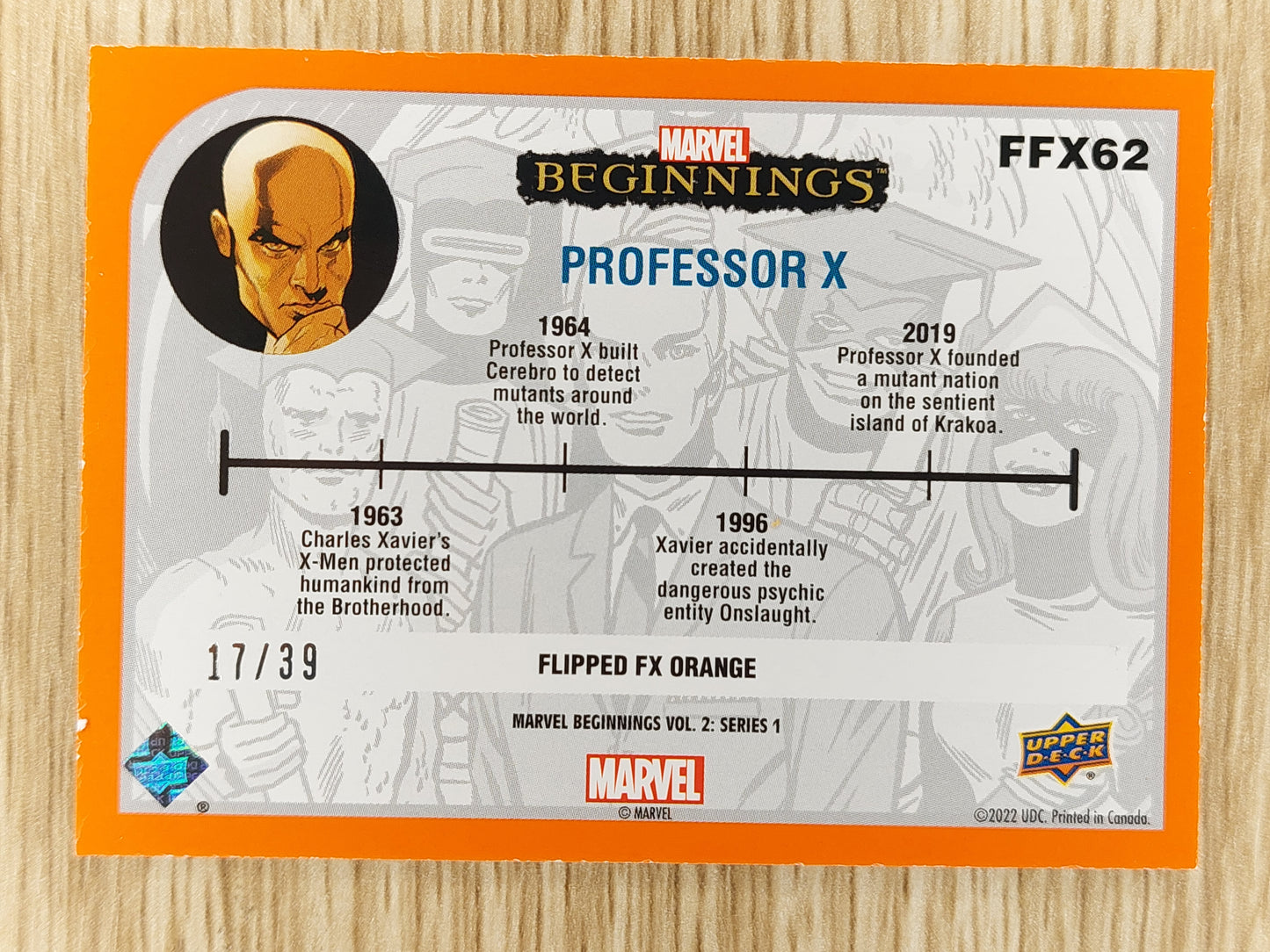 Upper Deck Marvel Beginnings Vol 2 Series 1 FFX62 Professor X Flipped FX Orange 17/39