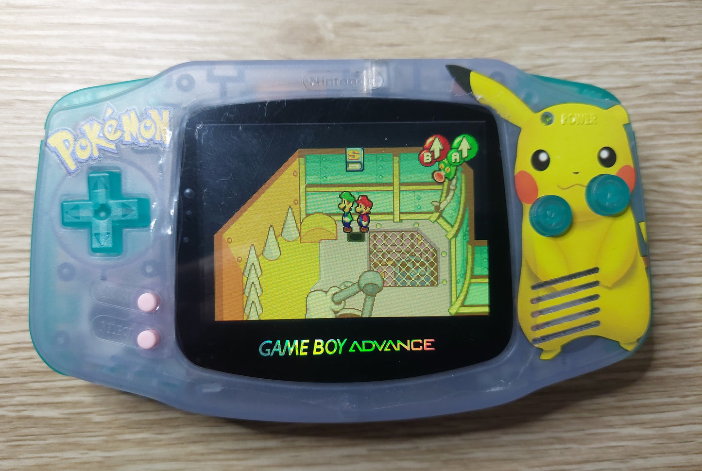 2000 Nintendo Gameboy Advance AGB-001 Brand new Lavender Pikachu case,IPS Backlit screen w/color brightness adjustable touch Game not included.