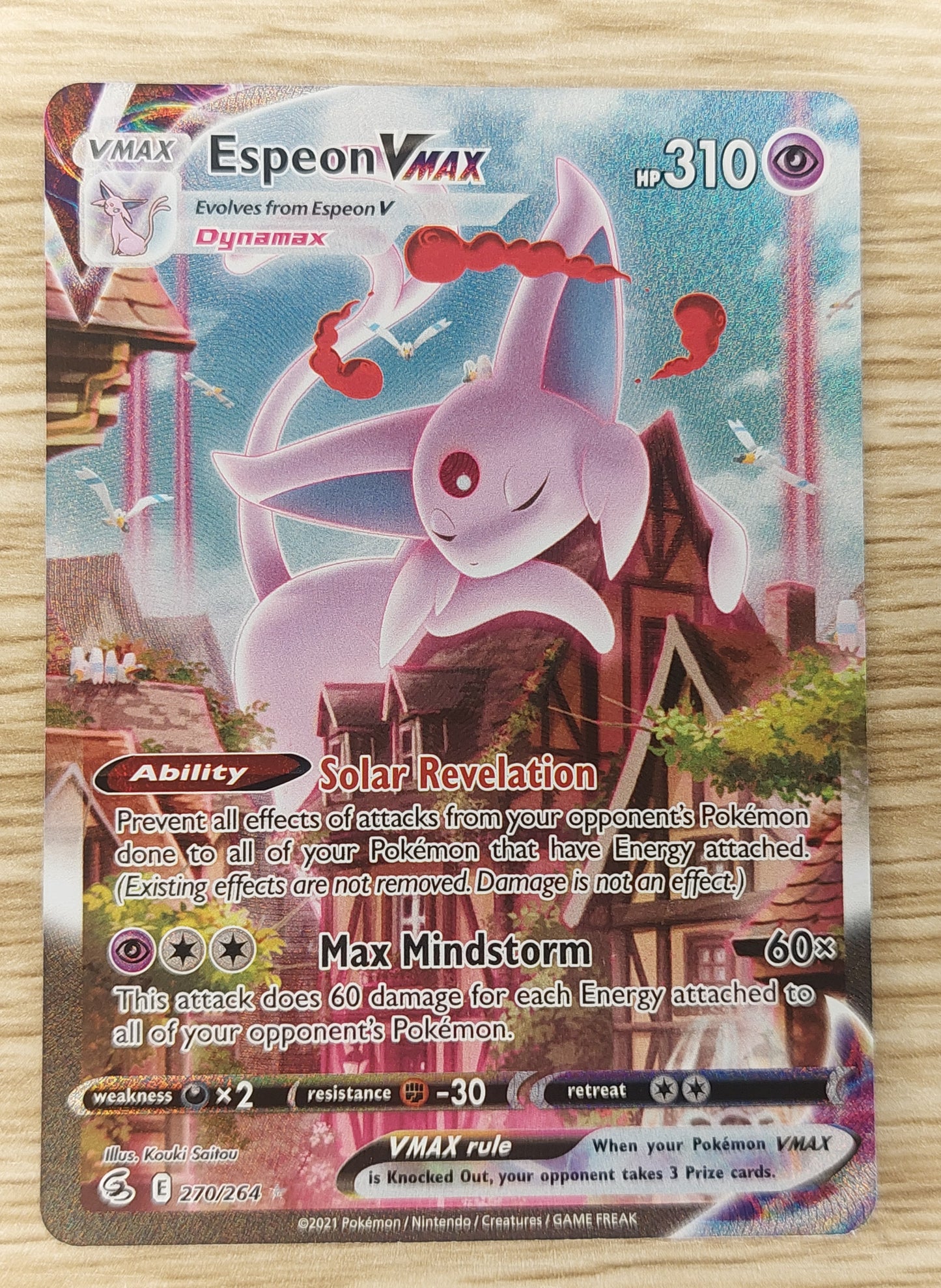 Pokémon TCG Espeon VMAX Fusion Strike 270/264 Holo Secret Rare