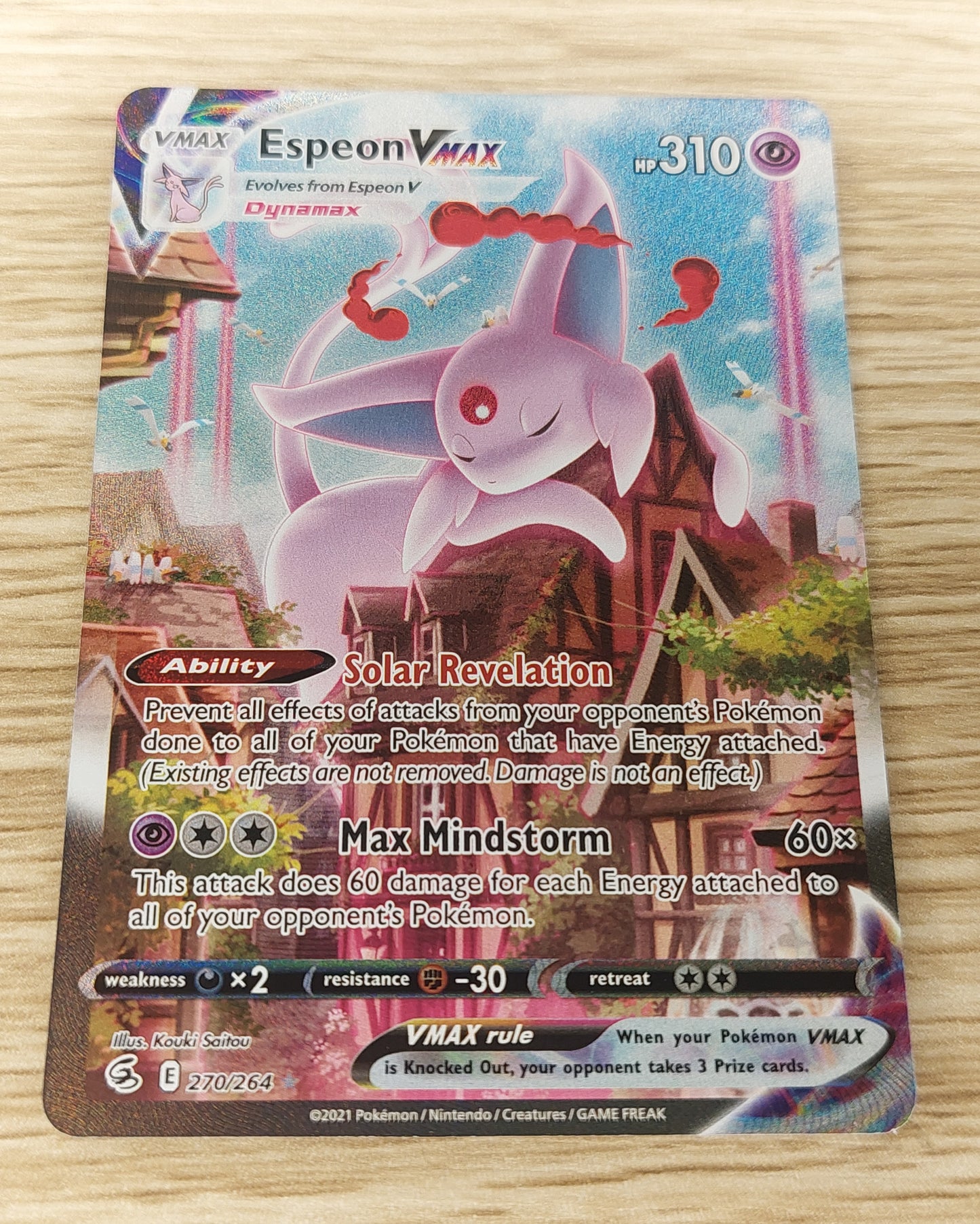 Pokémon TCG Espeon VMAX Fusion Strike 270/264 Holo Secret Rare