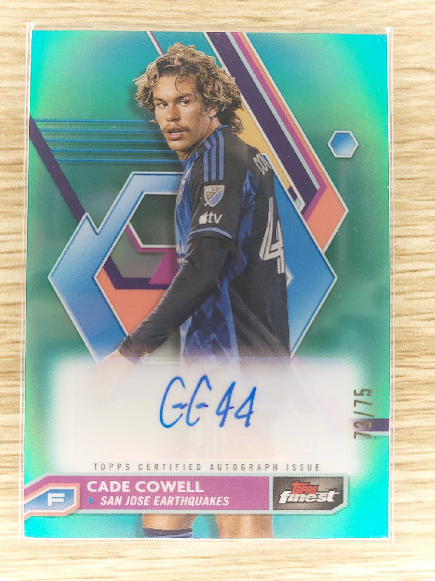 2023 Topps Finest MLS Soccer A-CC Cade Cowell Base Auto Aqua #/75