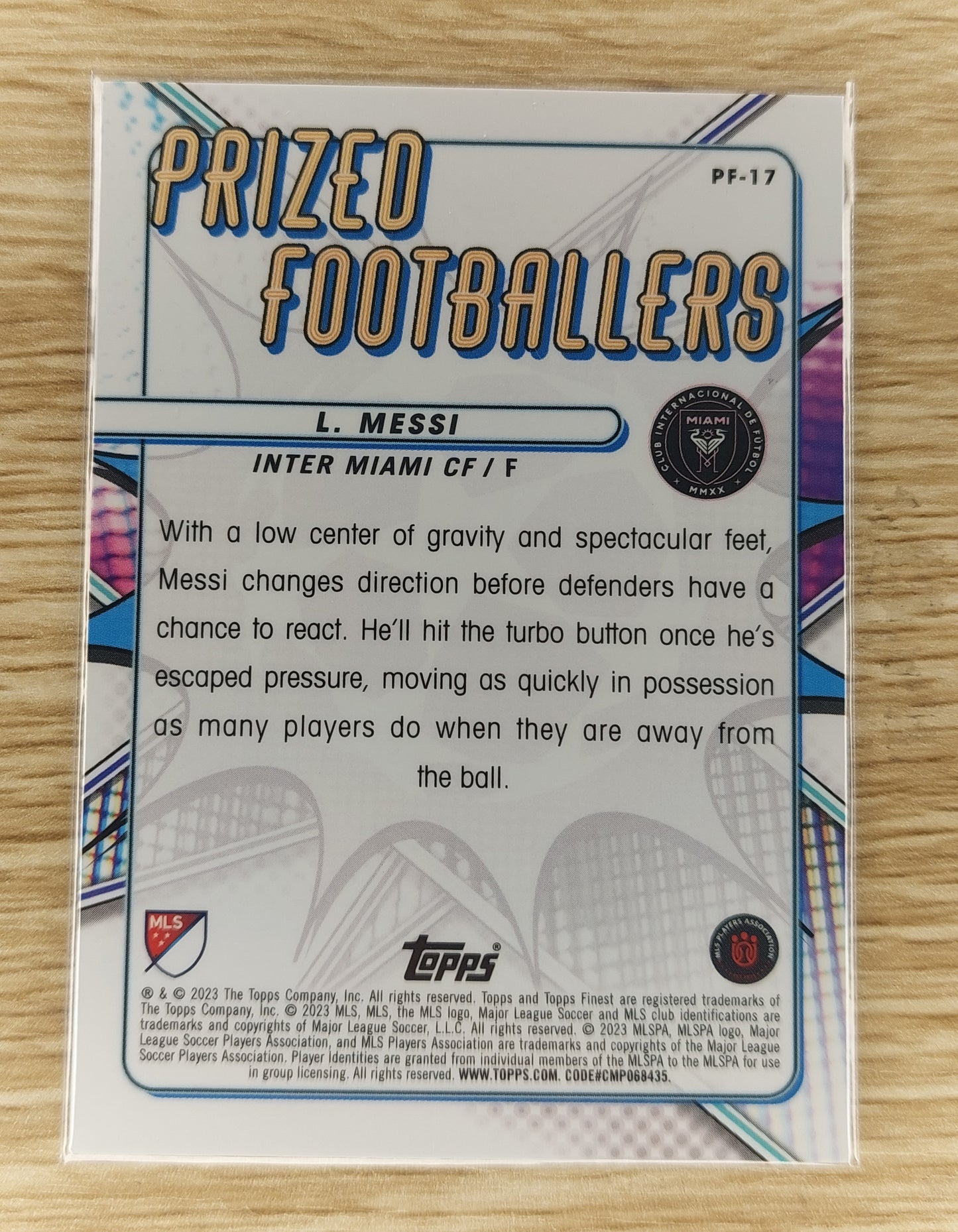 2023 Topps Finest MLS Soccer Lionel Messi Prized Footballers PF-17