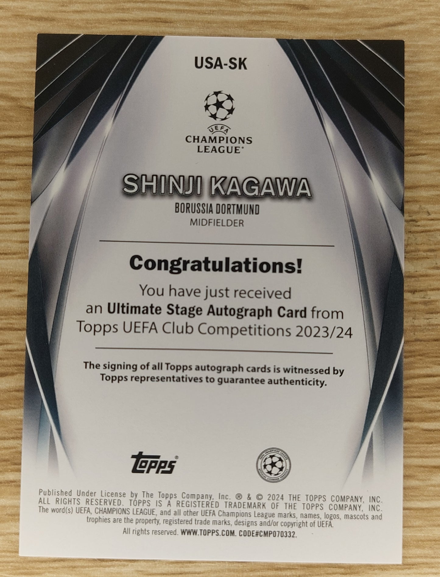 Topps UEFA Champions League USA-SK Shinji Kagawa Ultimate Stage Auto