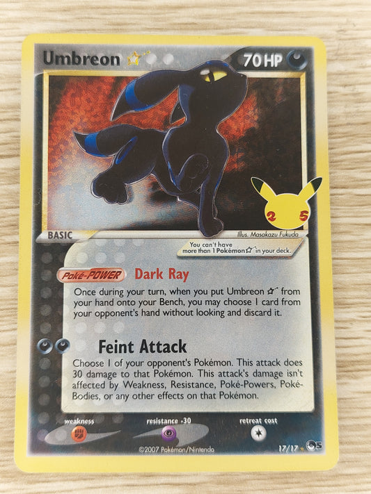 Pokemon Celebrations 17/17 Umbreon Gold Star 25th anniversary Card