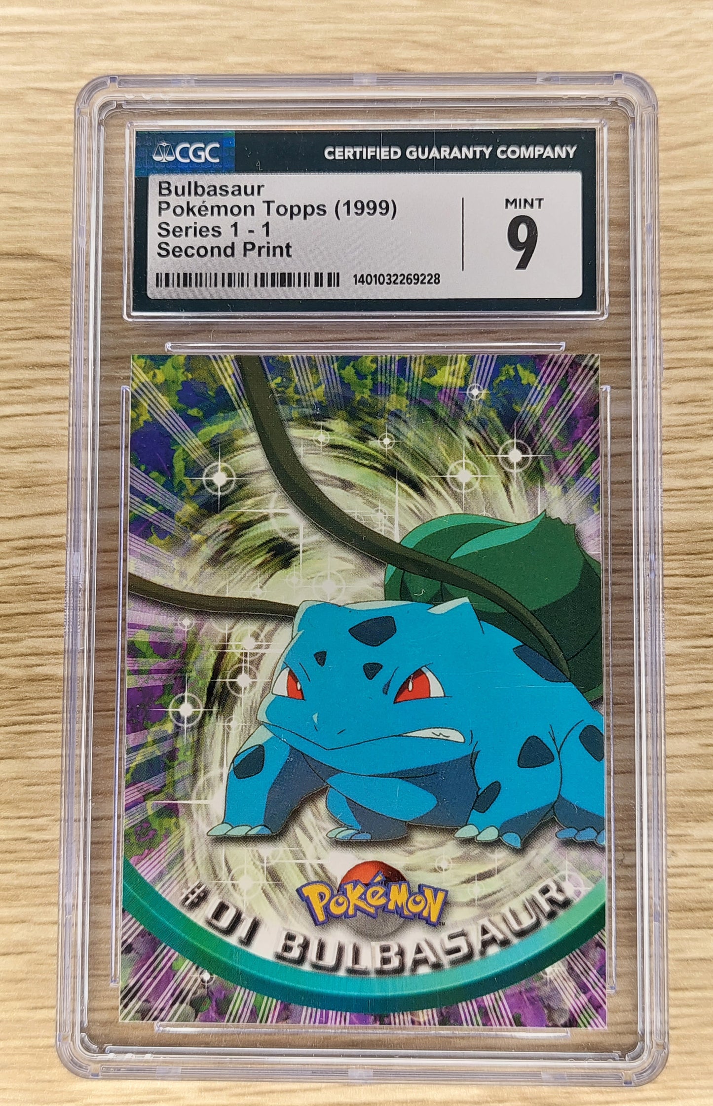 1999 Topps Pokemon Series 1 Second Print Bulbasaur CGC 9