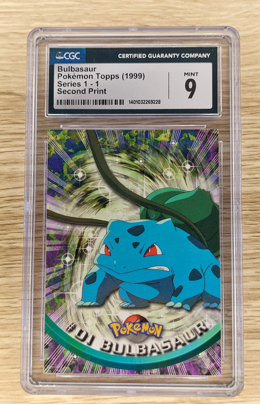 1999 Topps Pokemon Series 1 Second Print Bulbasaur CGC 9