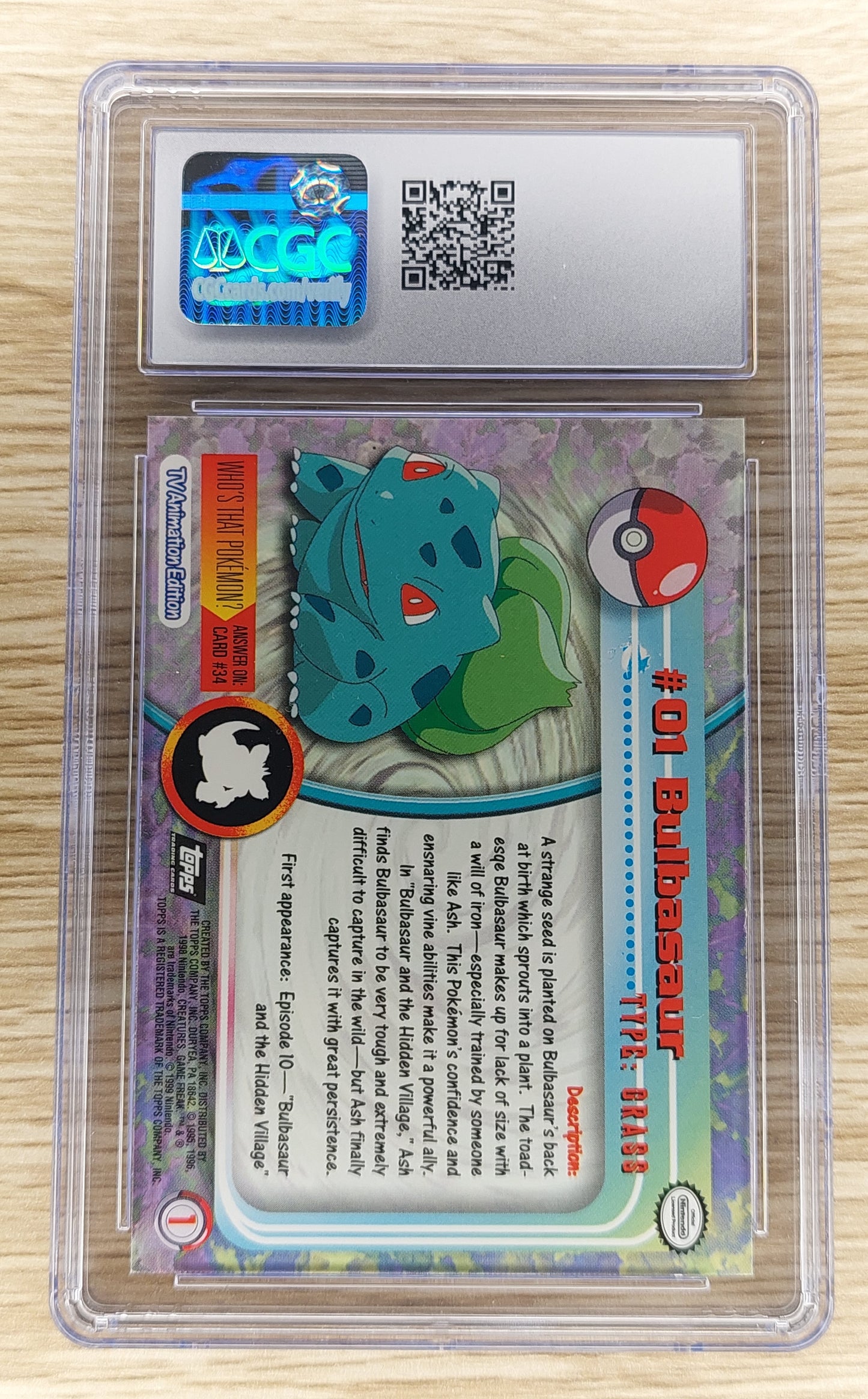 1999 Topps Pokemon Series 1 Second Print Bulbasaur CGC 9