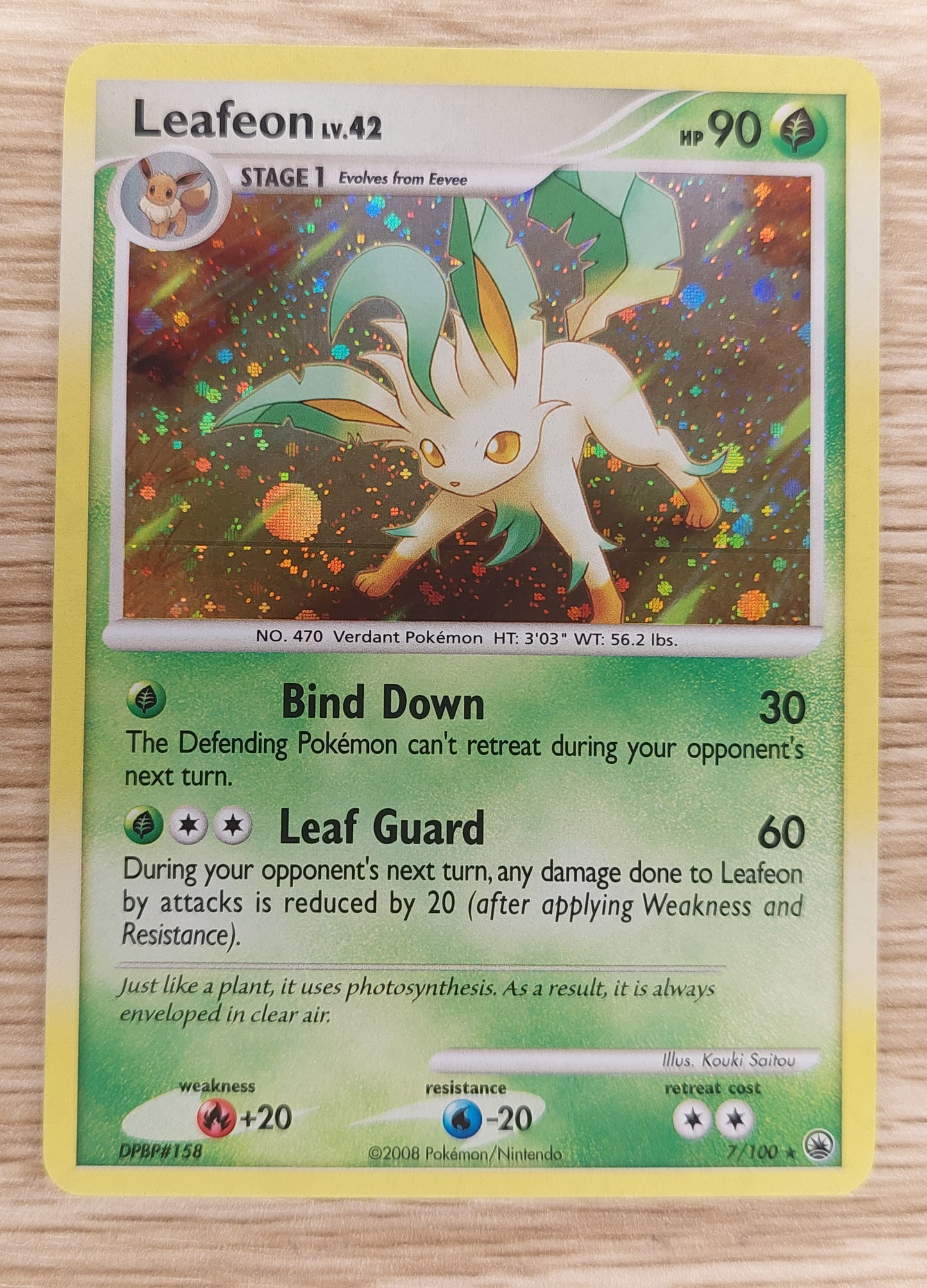 2008 Pokemon Majestic Dawn Leafeon Lv.42 Holo LP with issues