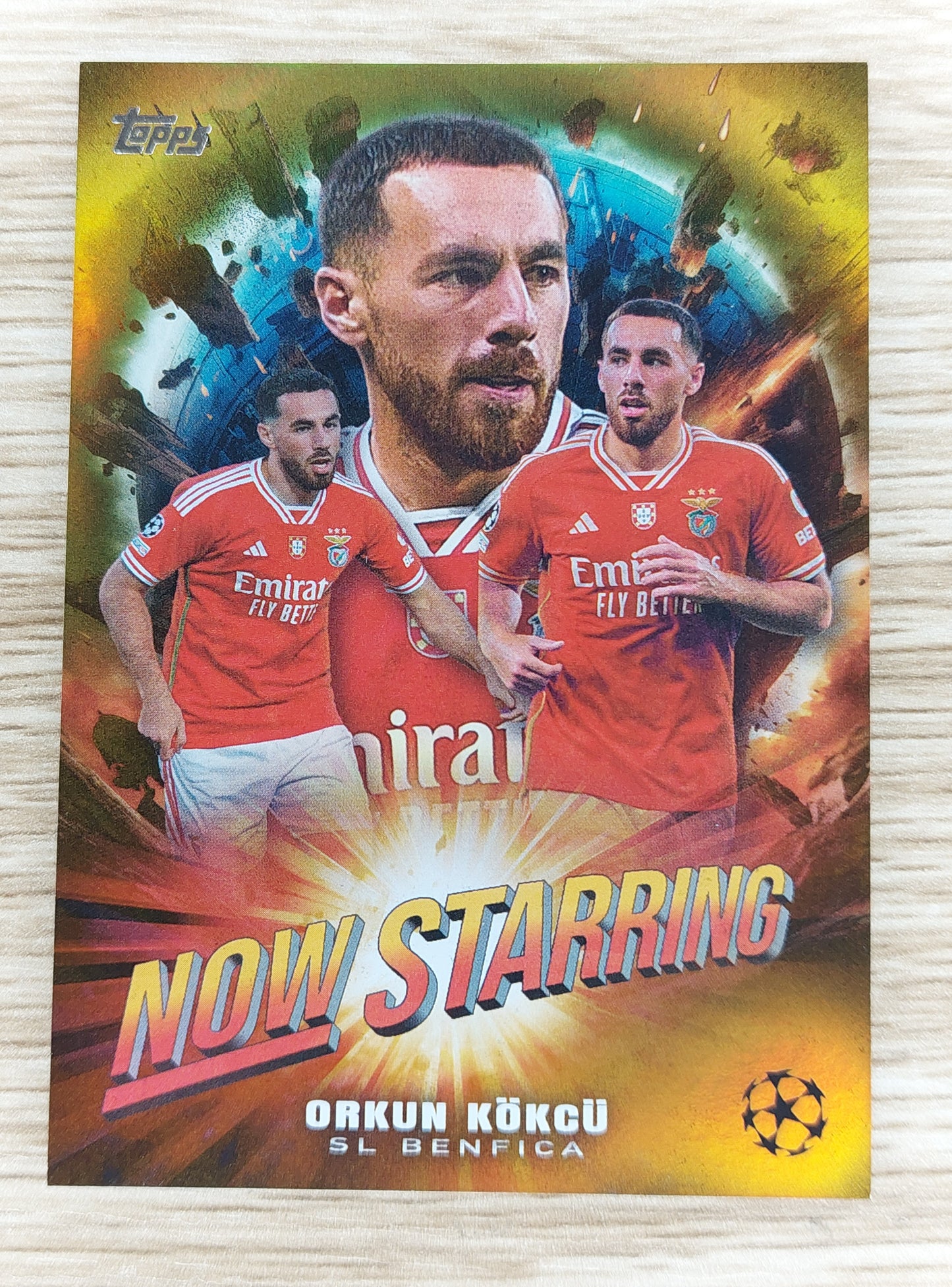 2023-24 Topps UEFA Champions League Now Staring Orkun Kokcu Gold 14/50