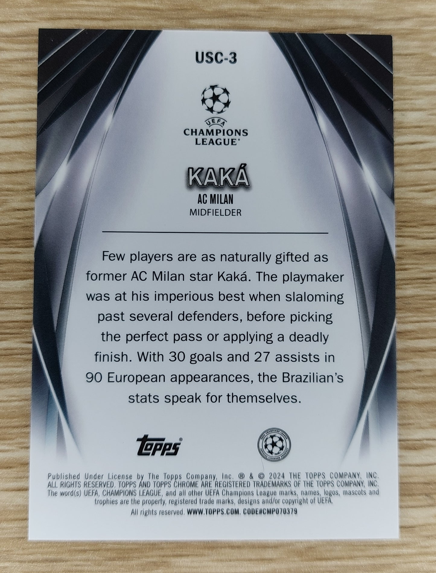 2023-24 Topps UEFA Champions League USC-3 Ultimate Stage Kaka Gold 14/50