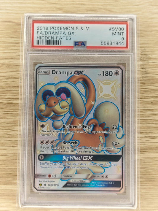 2019 Pokemon S&M Hidden Fates SV80/SV94 Drampa GX PSA 9