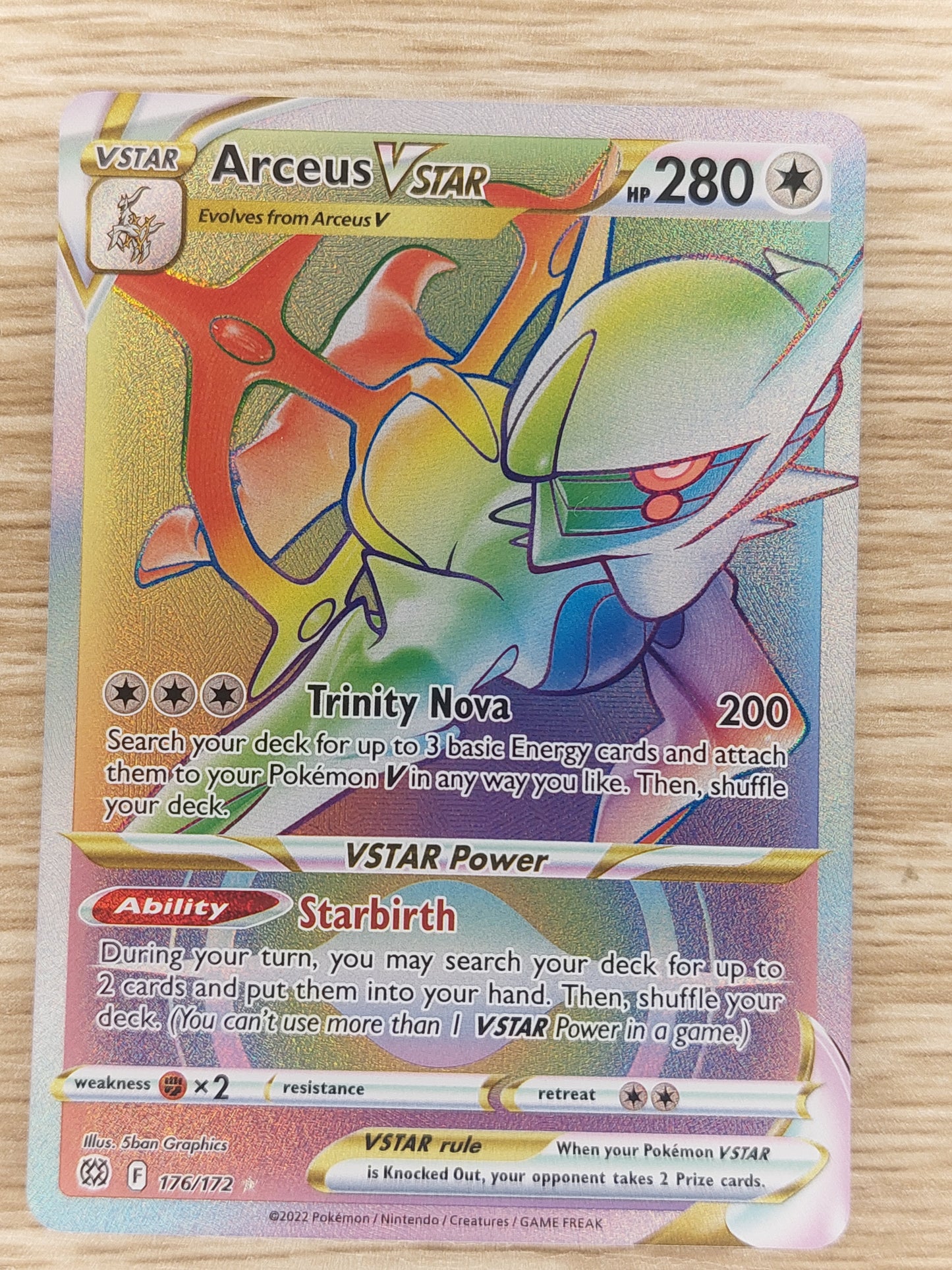 Pokemon Card Brilliant Stars 176/172 Arceus VSTAR Rainbow Rare