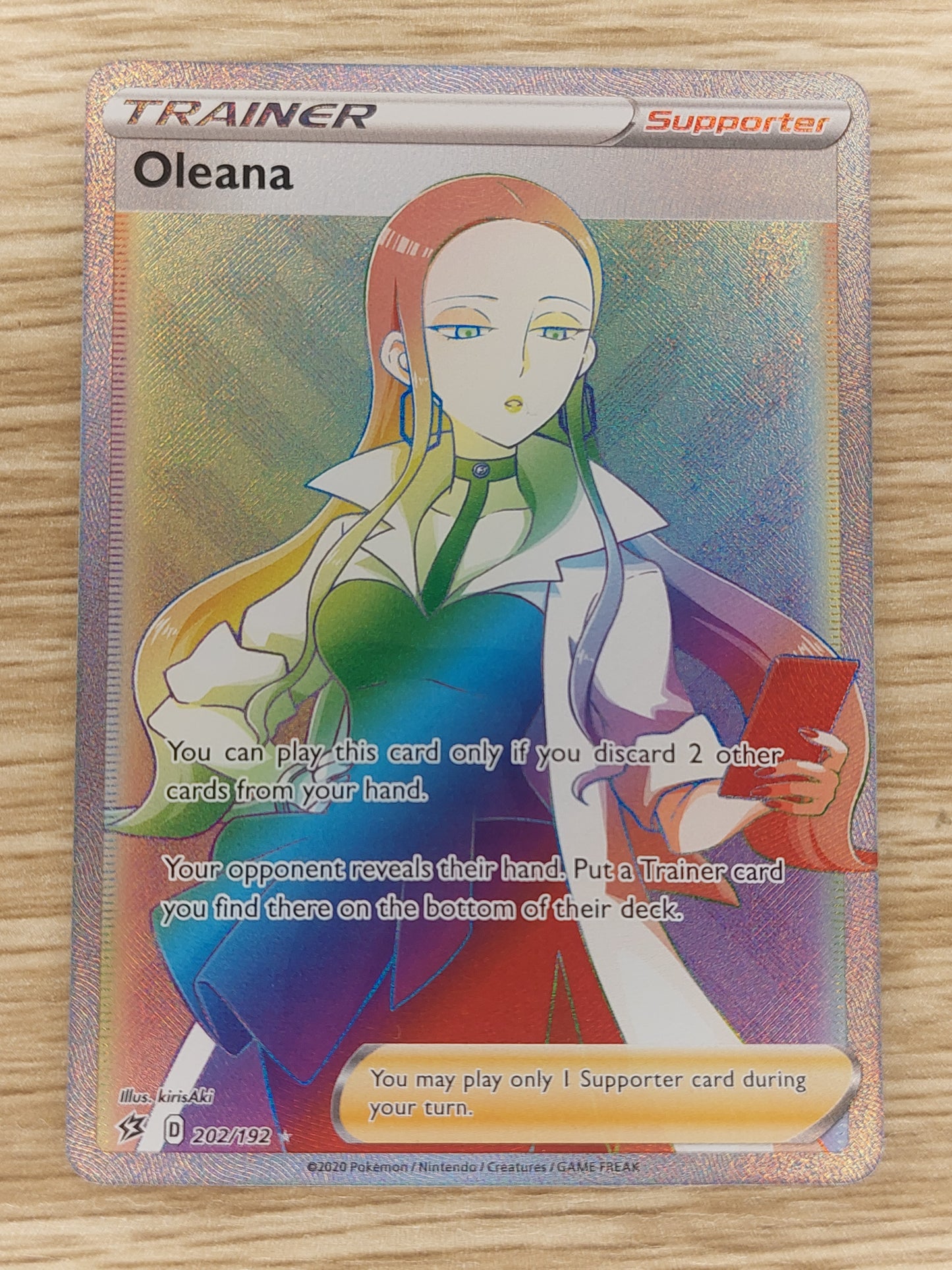 Pokemon TCG - Oleana - 202/192 - Rainbow Hyper Rare - SWSH Rebel Clash -