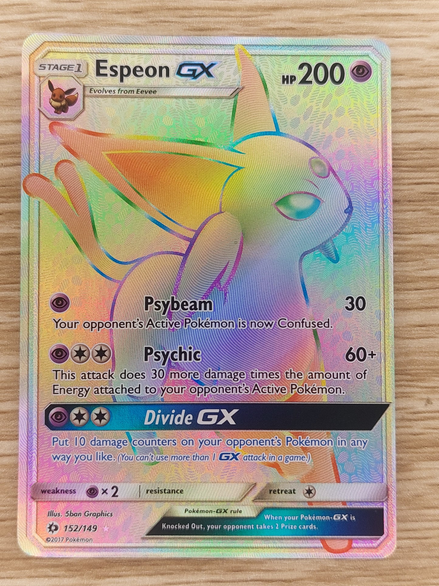 Pokemon TCG Card Espeon GX 152/149 Rainbow Hyper Rare Sun and Moon