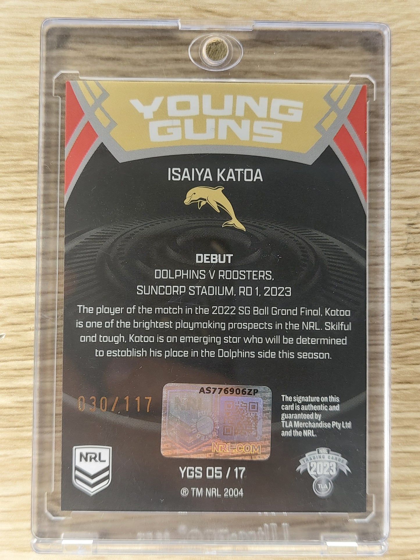 2023 NRL ELITE Young Guns Isaiya Katoa YGS 05/17 Auto 030/117