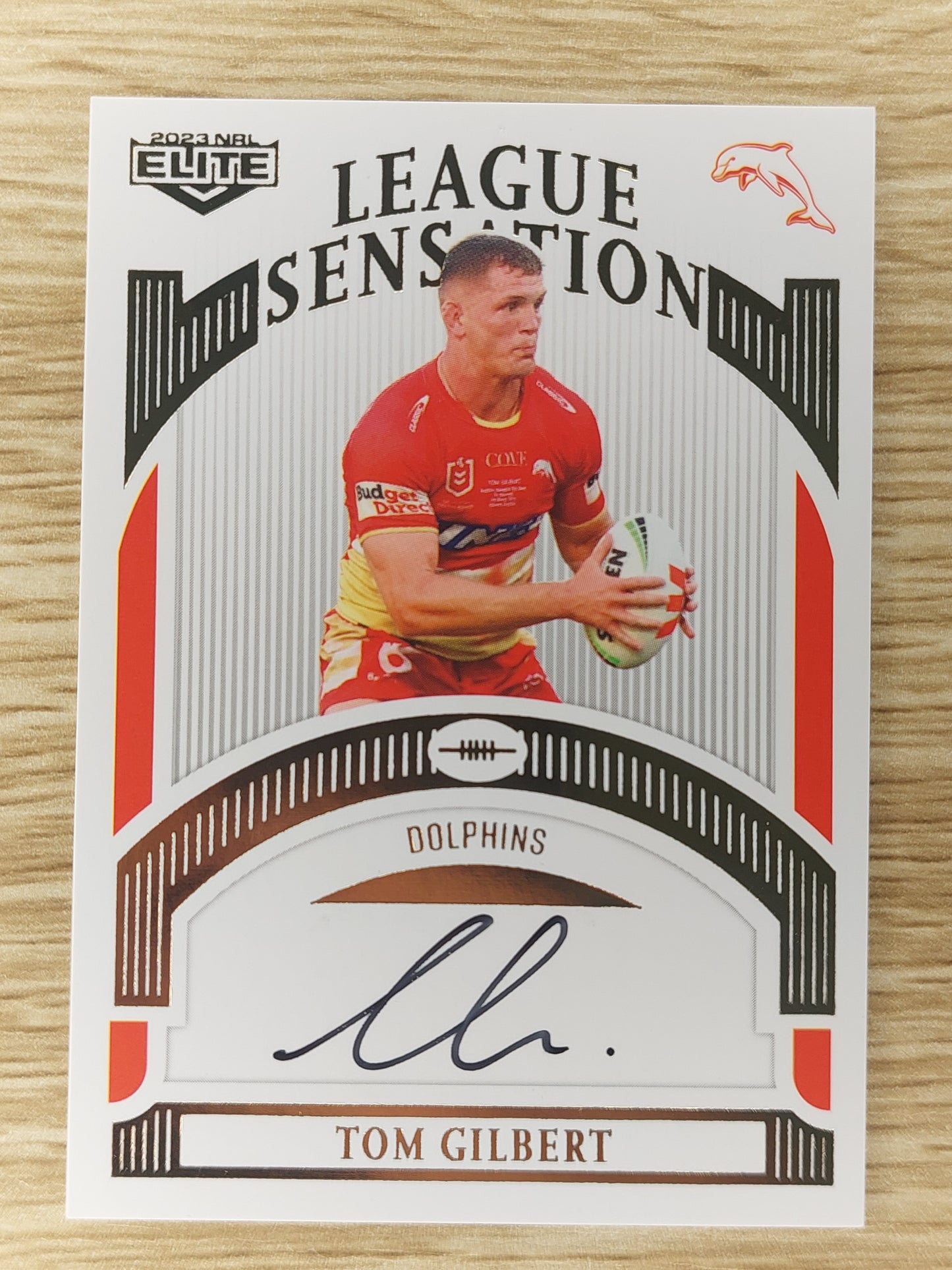 2023 NRL ELITE League Sensation Tom Gilbert Auto 67/80 LSW 05/17 Dolphins