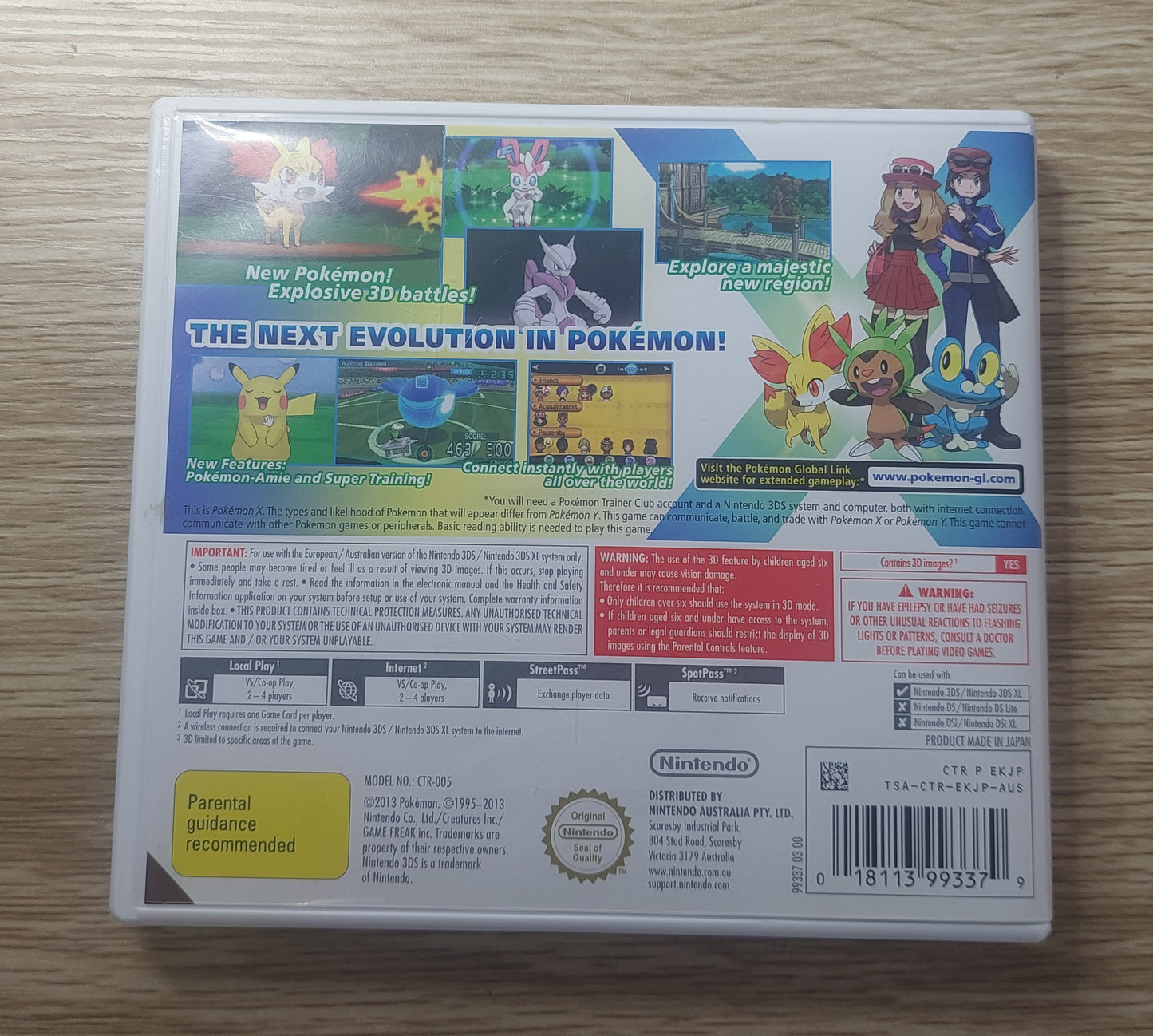 Nintendo 3DS POKEMON X  Boxed AUS PAL Tested