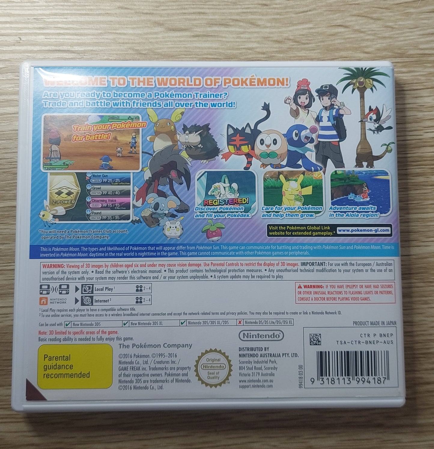 Nintendo 3DS Pokémon Moon Boxed,PAL AUS Tested