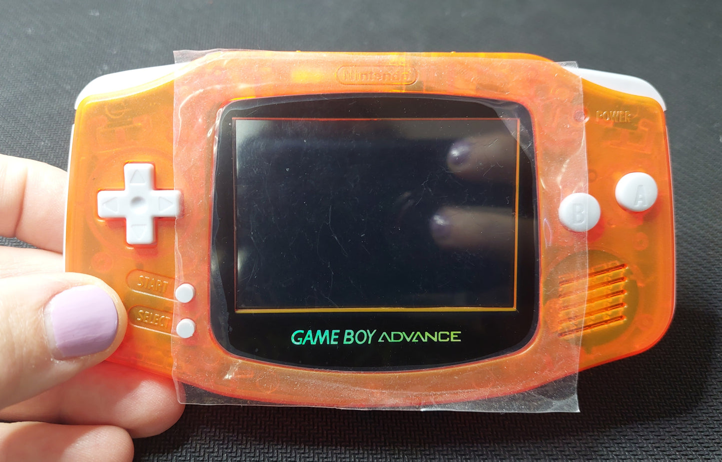 2000 Nintendo Gameboy Advance AGB-001 Brand new Clear Orange case,IPS Backlit screen w/color brightness adjustable touch