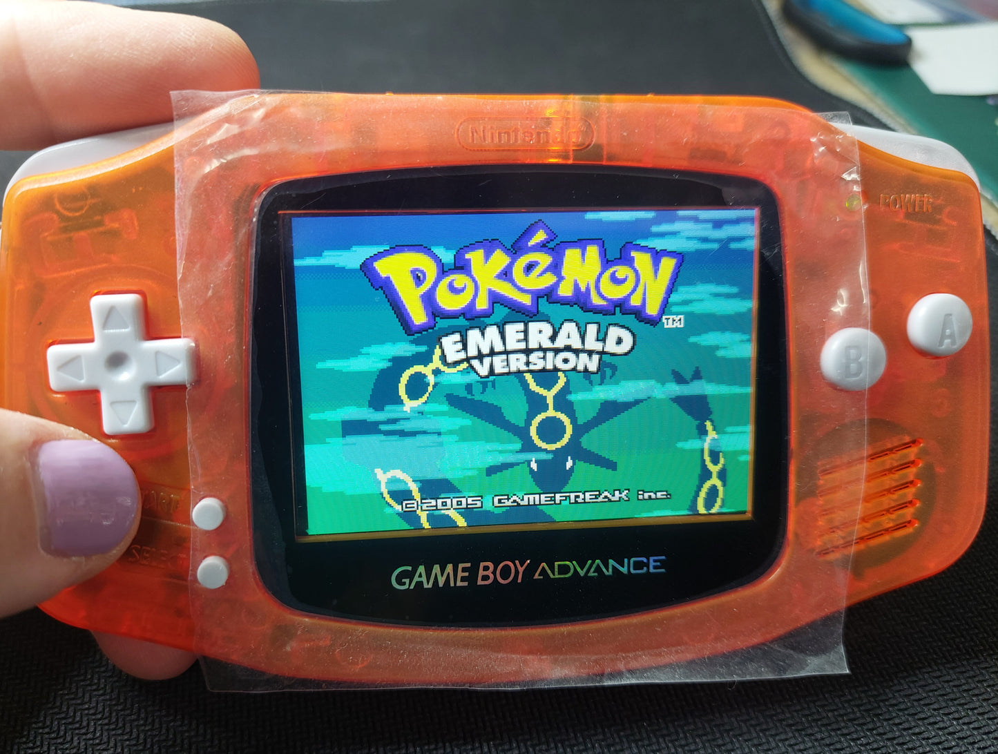 2000 Nintendo Gameboy Advance AGB-001 Brand new Clear Orange case,IPS Backlit screen w/color brightness adjustable touch