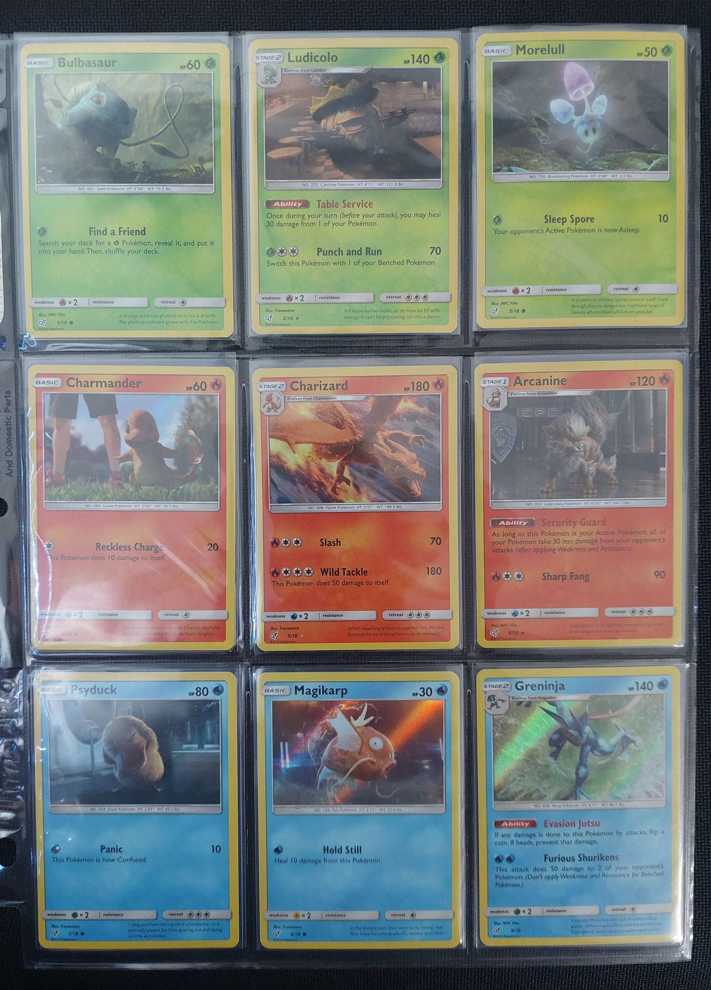 2019 Pokemon Detective Pikachu Full Set of 18 cards NR MT