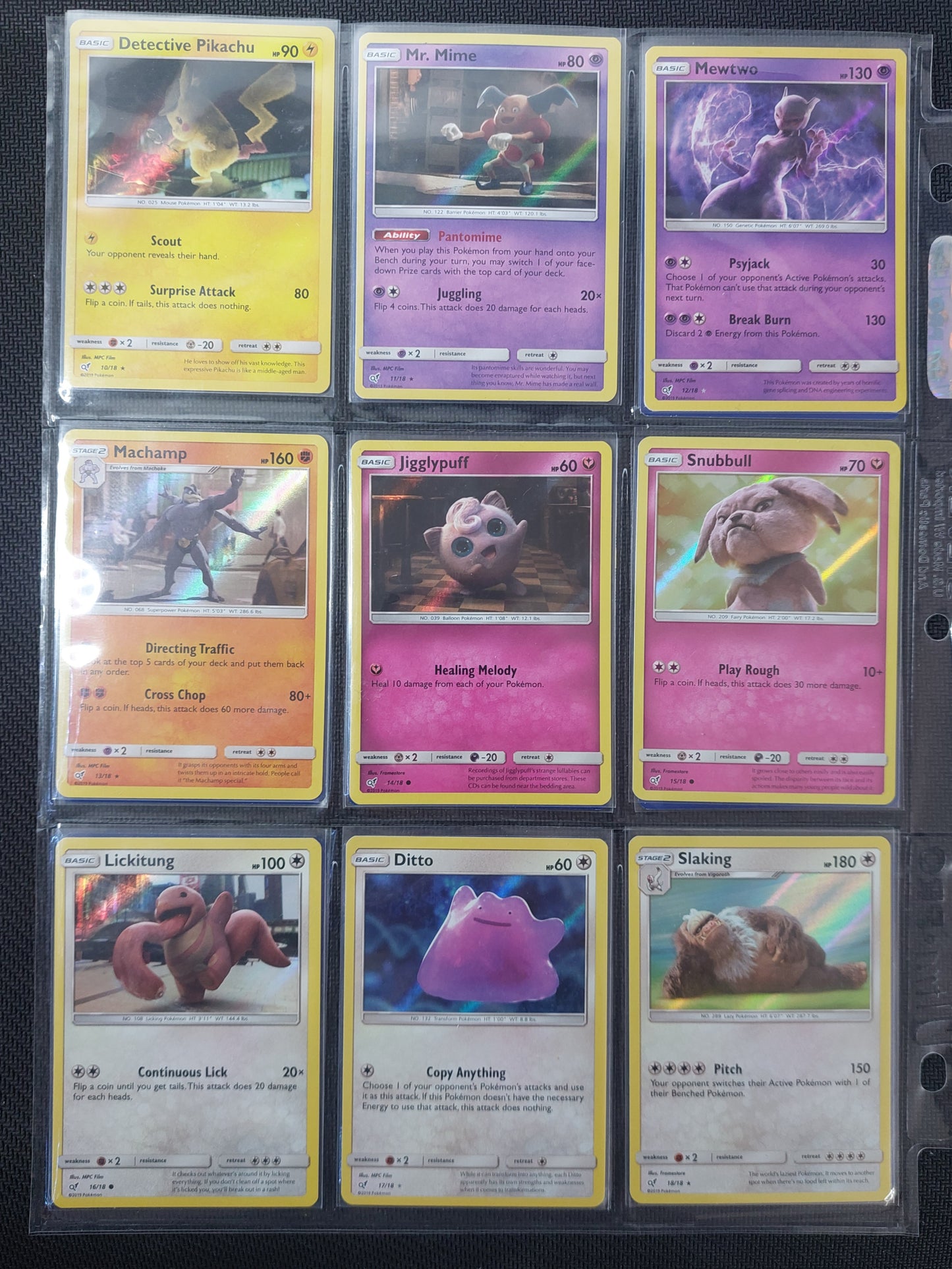 2019 Pokemon Detective Pikachu Full Set of 18 cards NR MT