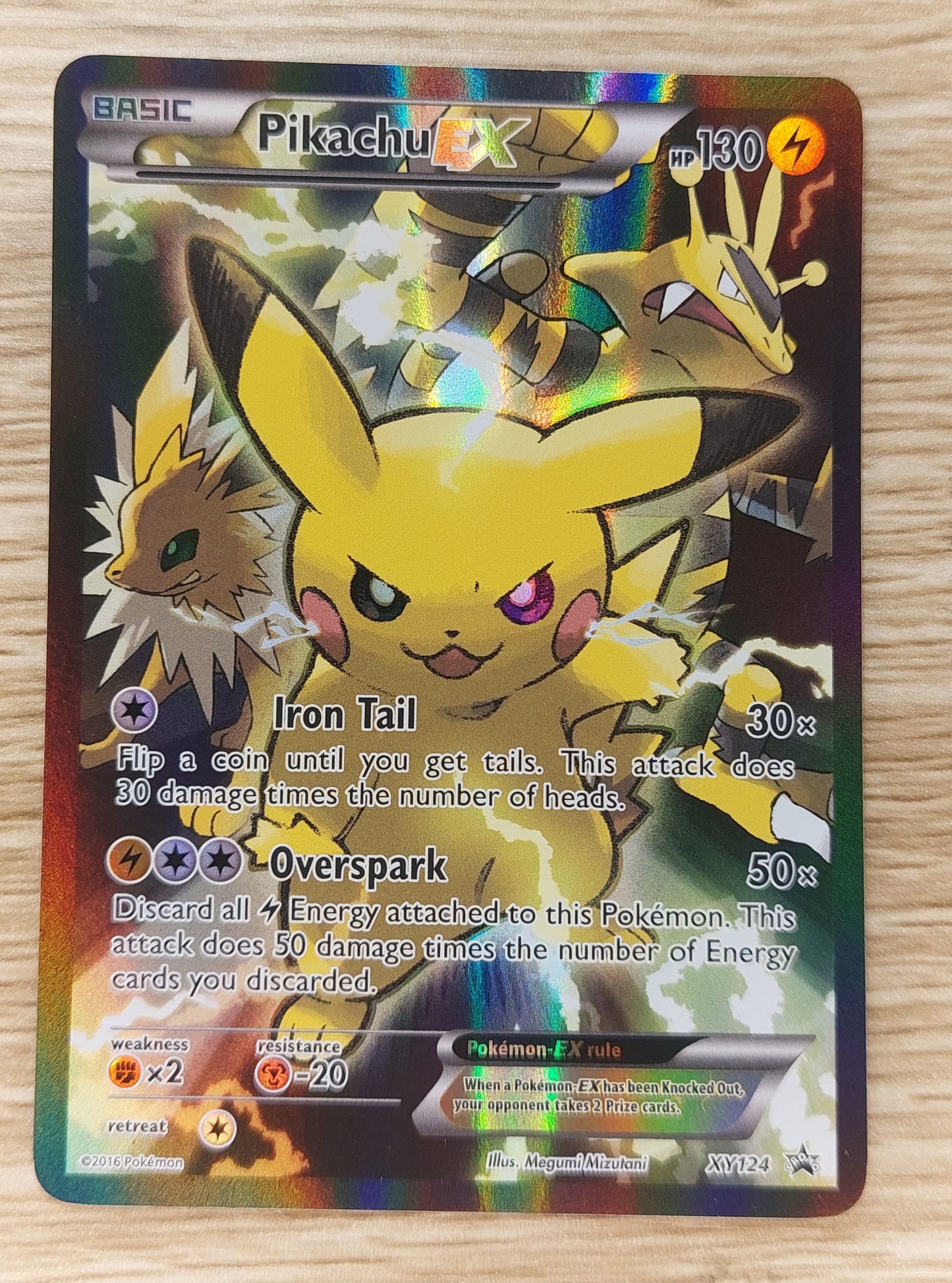 2016 Pikachu-EX - XY124 - Red And Blue Collection Promo DMG, English Pokemon