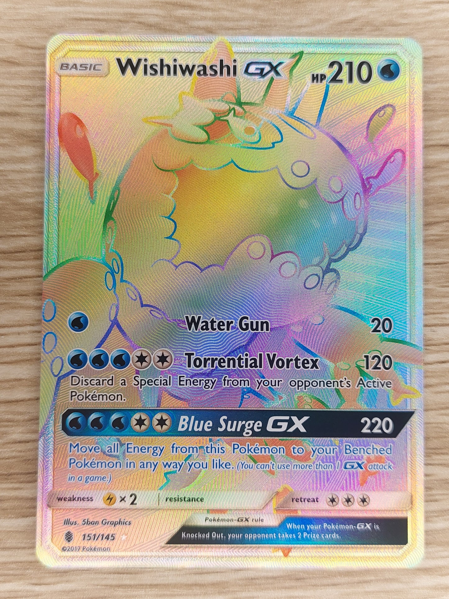 2017 Pokemon Guardians Rising 151/145 Wishiwashi GX Rainbow Secret Rare