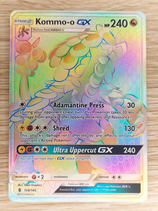 2017 Pokemon Guardians Rising 159/145 Kommo-o GX Rainbow Secret Rare