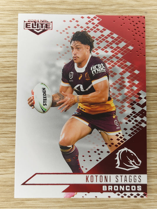 2024 NRL ELITE RUBY MOJO CARD - MR 007 Kotoni Staggs Broncos 24/50