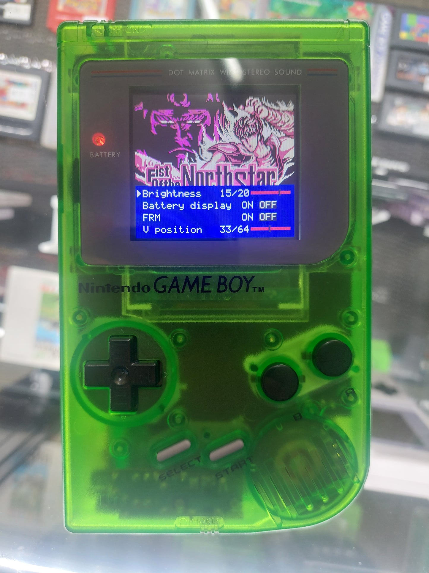 1989 Nintendo Gameboy Game Boy Original DMG-01 IPS BACKLIT SCREEN-CLEAR GREEN CASE