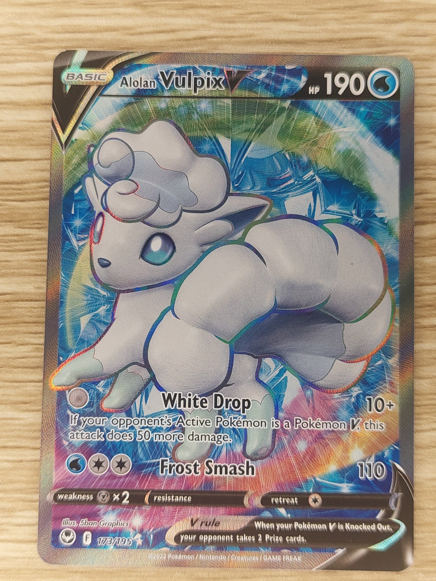 Alolan Vulpix V 173/195 - Silver Tempest - Full Art Rare - Pokémon - Near Mint