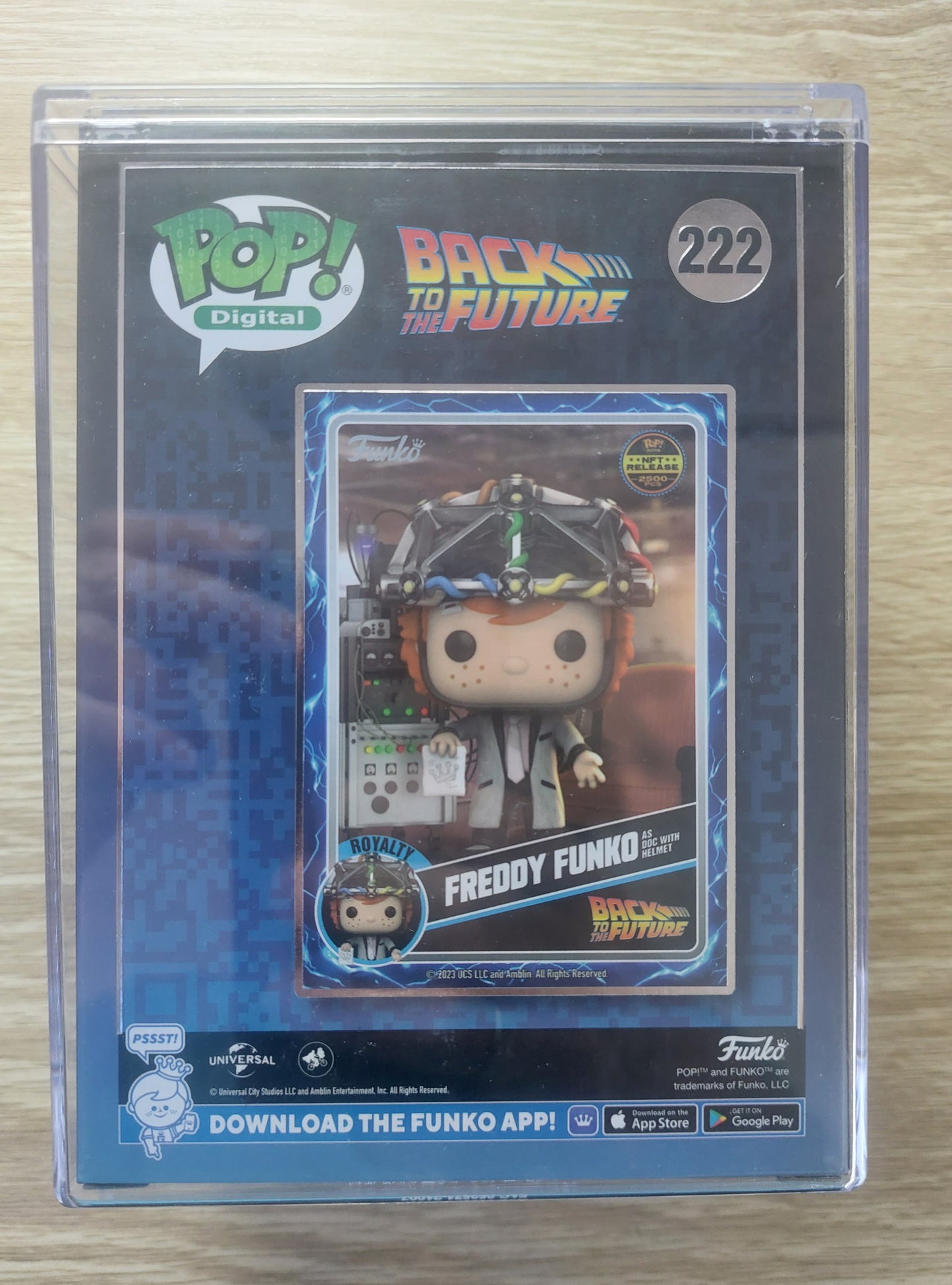 Funko Pop Digital Back to the future Freddy Funko as Doc with Helmet(NFT Release 2500 pc)in Pop Hard Stack