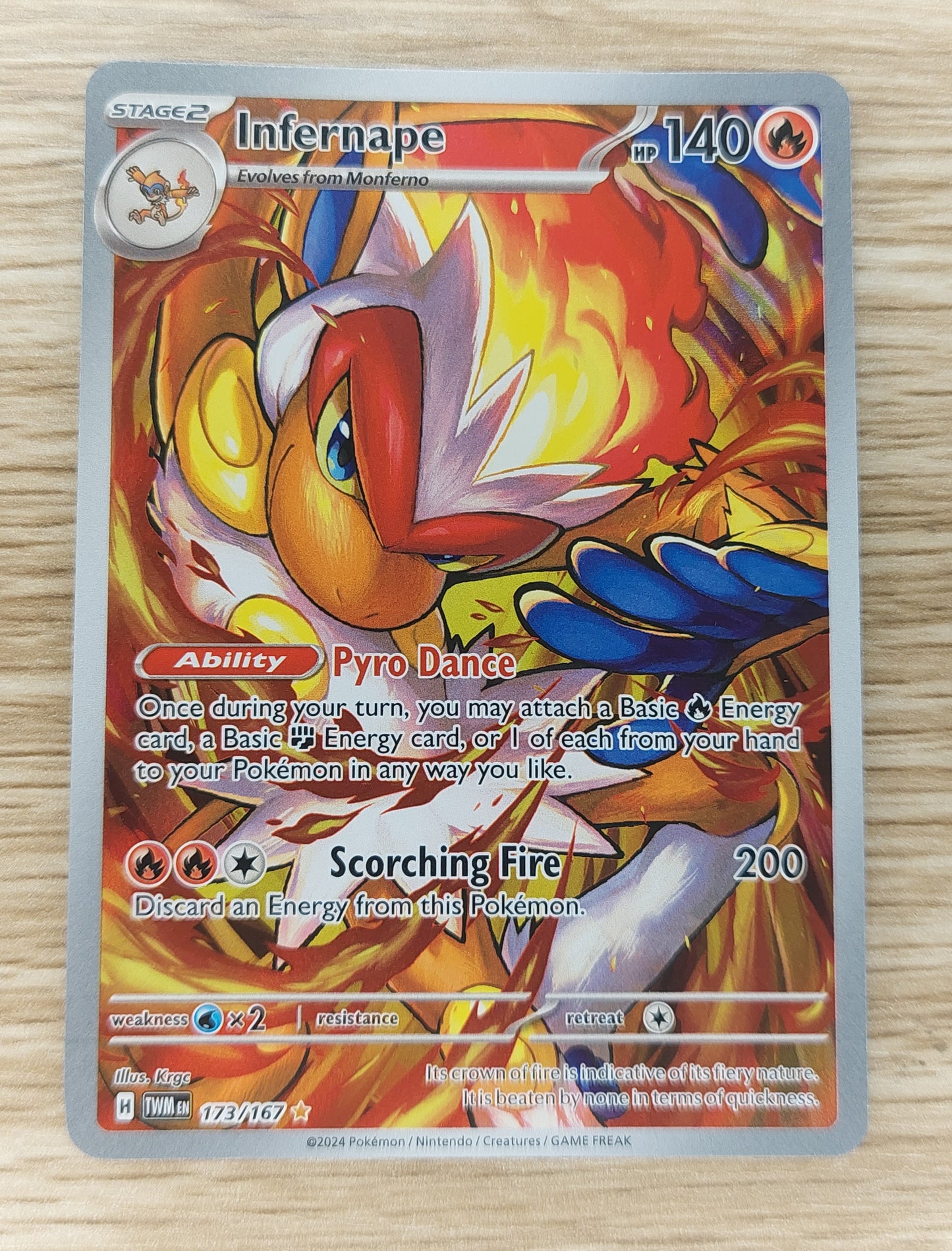 Pokemon TCG Infernape 173/167 Twilight Masquerade Illustration Rare - NM