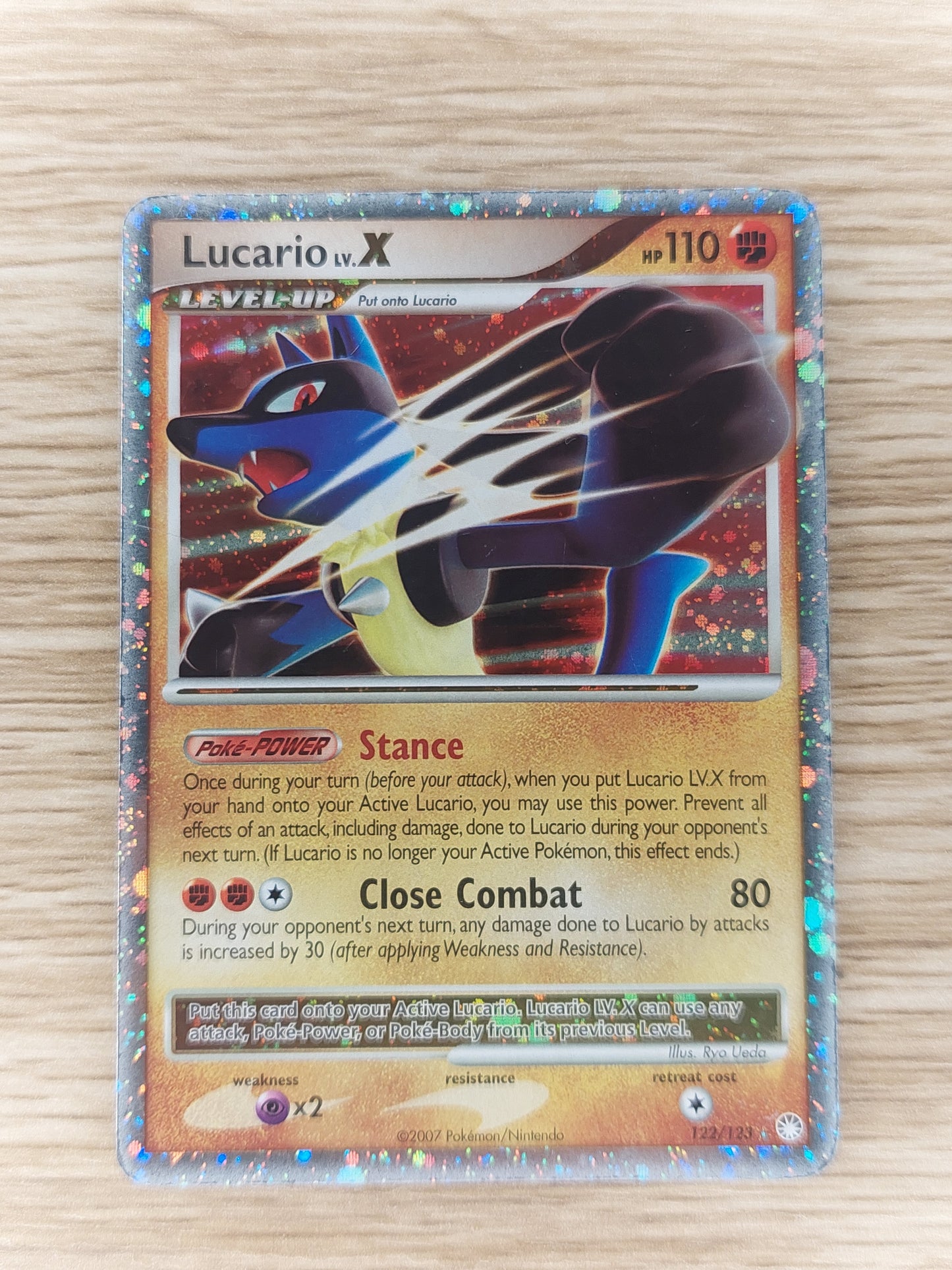 2007 Pokemon Diamond & Pearl Mysterious Treasures Lucario LV.X 122/123 HP