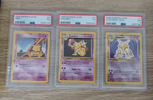 1999 Pokemon Base Set - Abra,Kadabra & Alakazam Holo Set of 3 All PSA 7