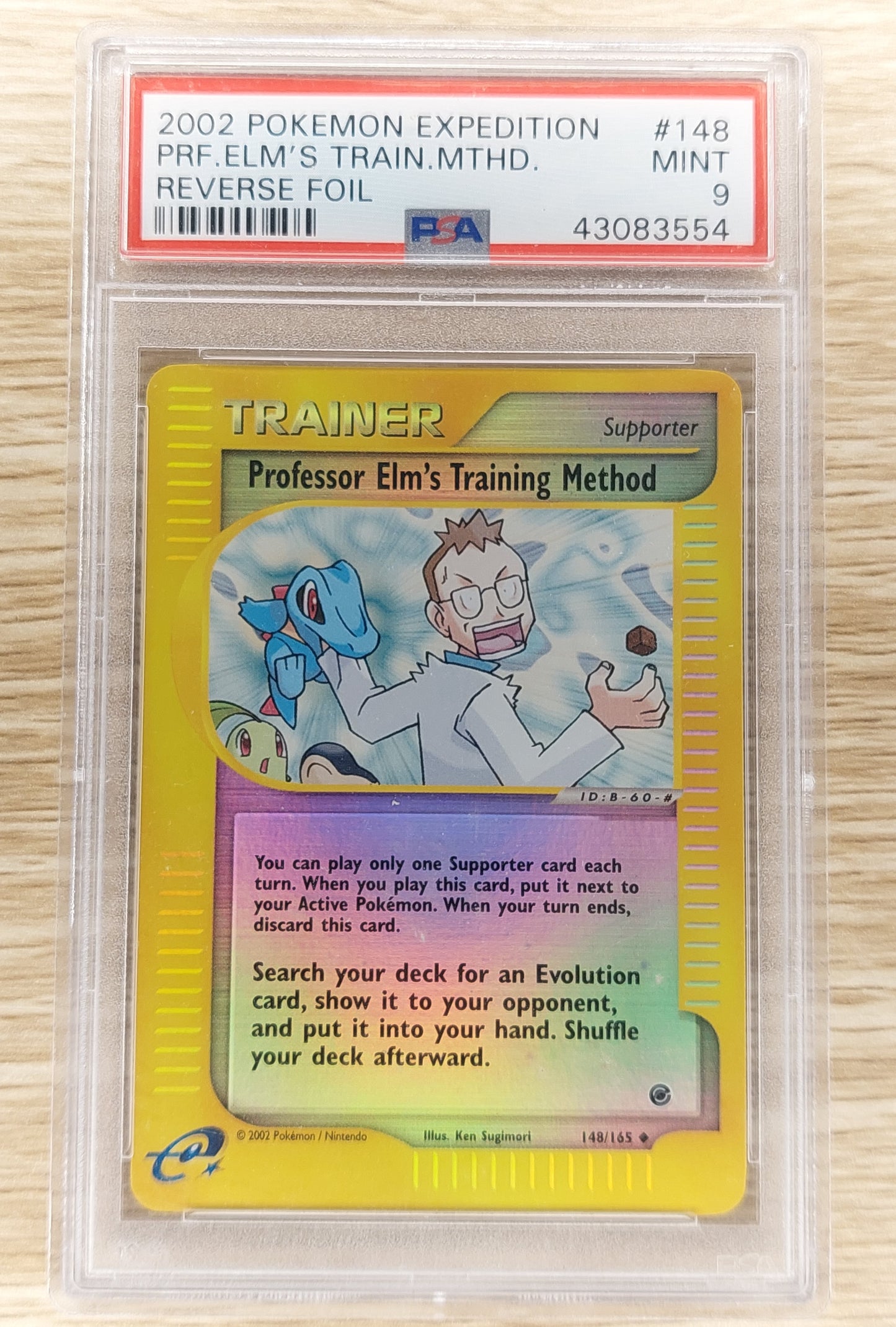 2002 Pokemon Expedition Trainer Professor Elm's Training Method Reverse Holo  PSA 9