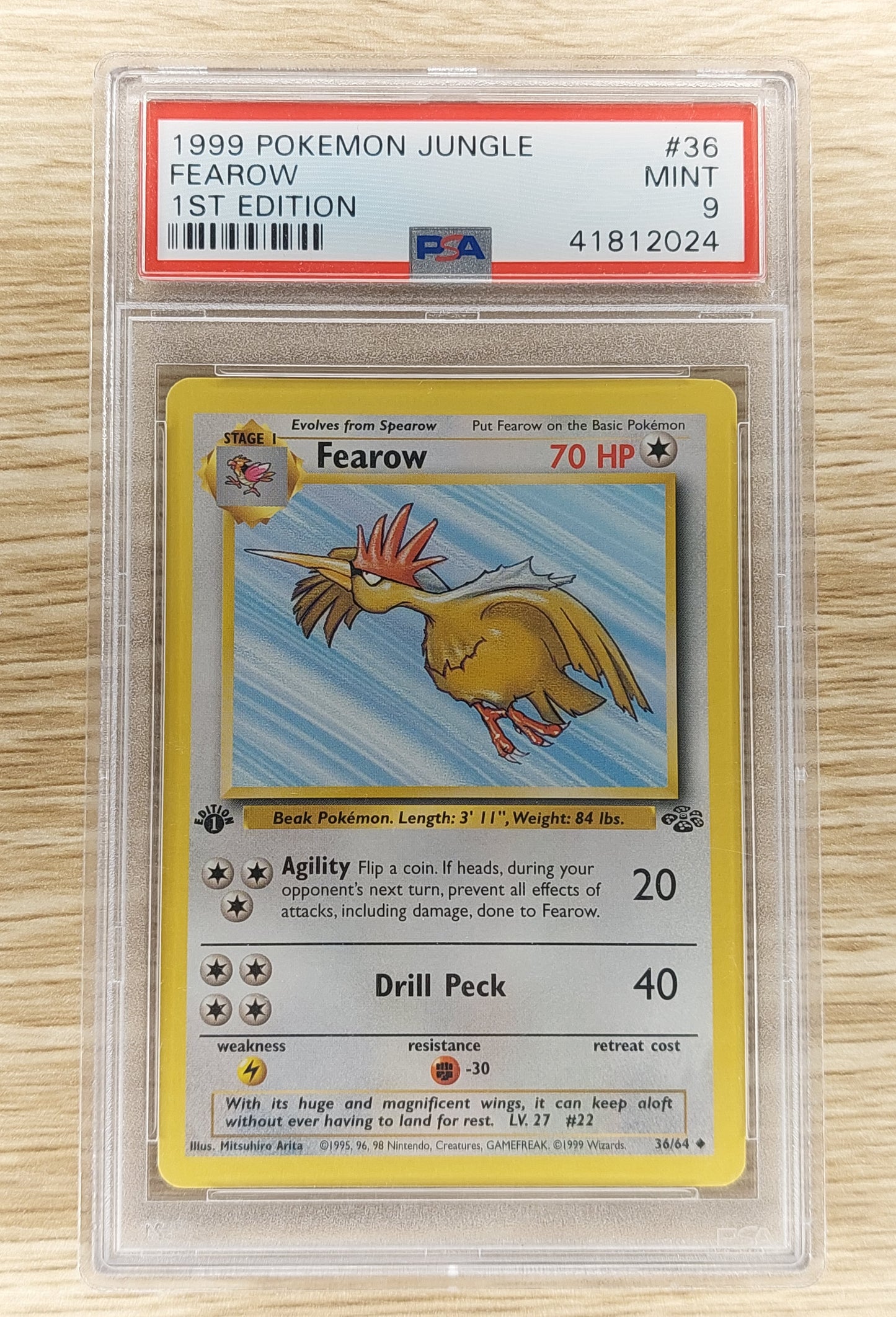 1999 Pokemon Jungle 36/64 Fearow 1st Edition Non Holo PSA 9