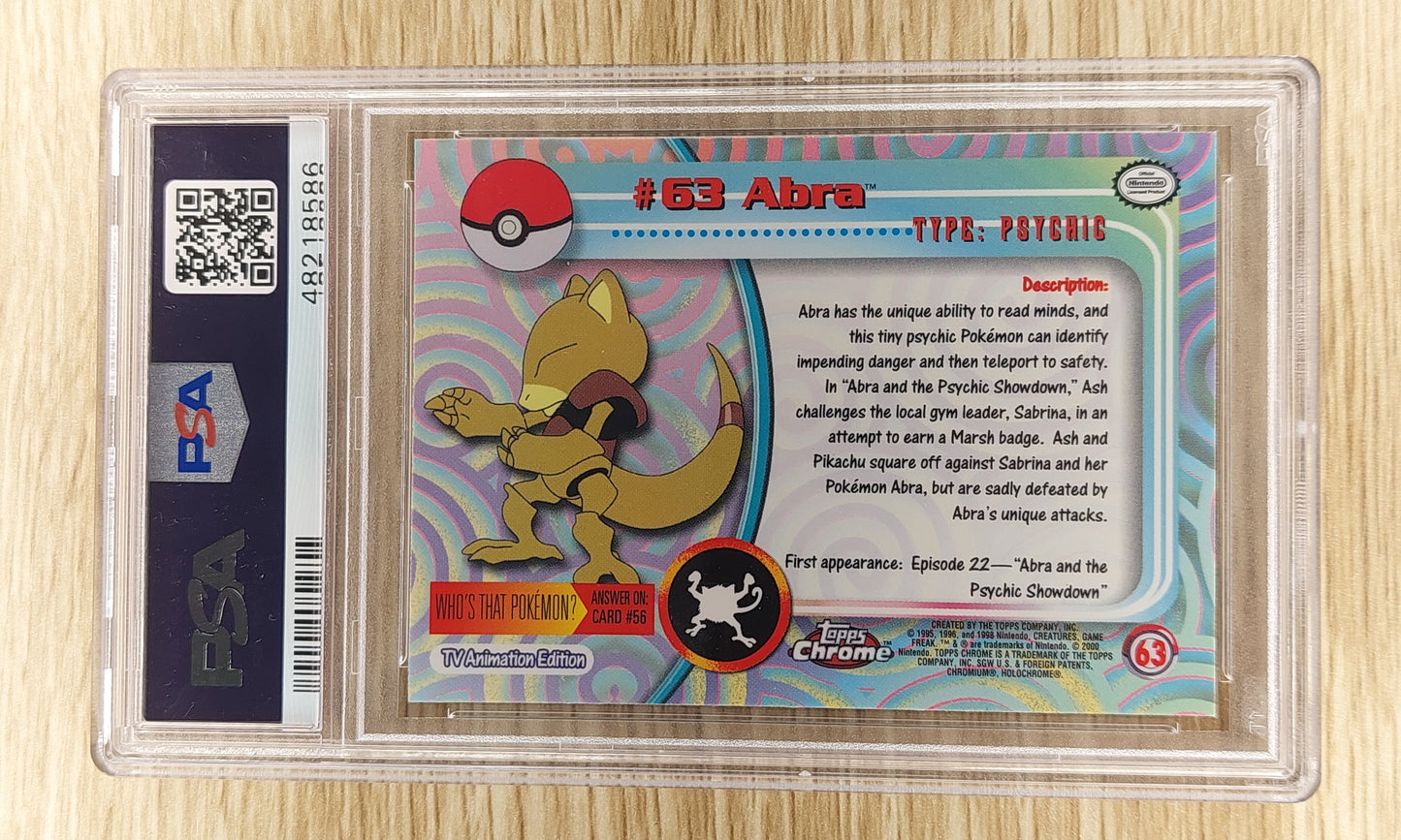 2000 Pokemon Topps Chrome #63 Abra Holo Pokemon T.V  PSA 10