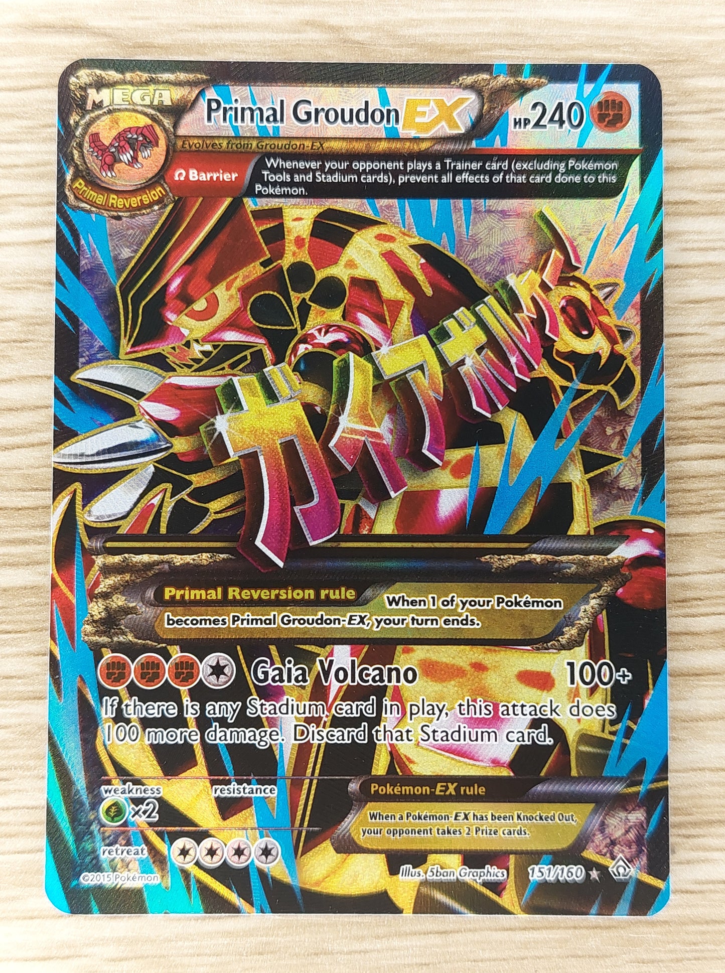 Pokemon TCG Primal Groudon EX 151/160 XY Primal Clash Holo Rare Art