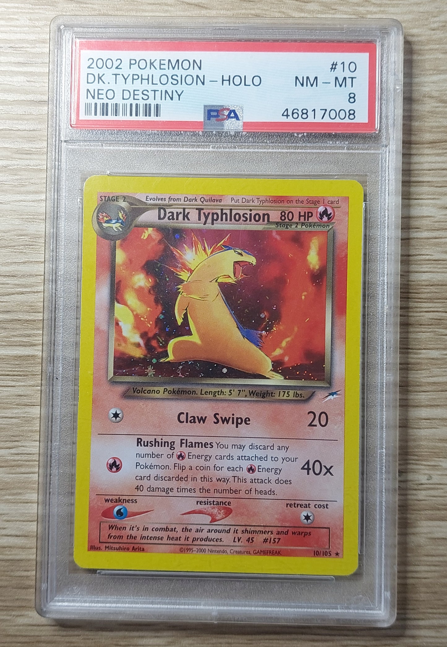 2002 Pokemon Neo Destiny 10/105 Dark Typhlosion Holo PSA 8