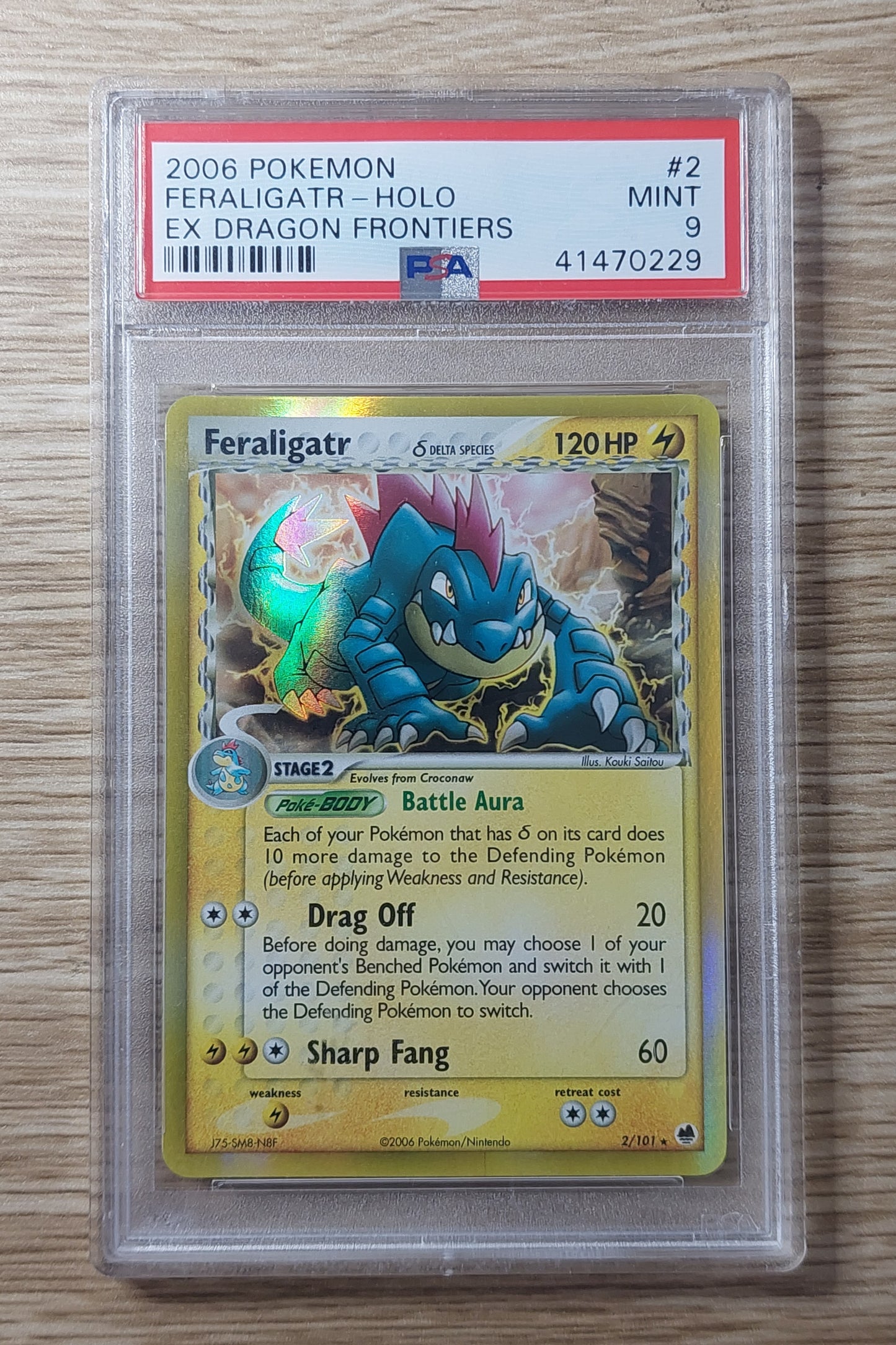 2006 Pokemon EX Dragon Frontiers 2/101 Feraligatr Holo PSA 9