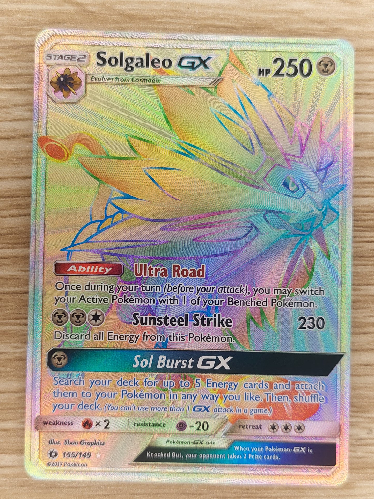 Pokemon TCG - Solgaleo-GX 155/149 Sun & Moon Secret Rare  - LP